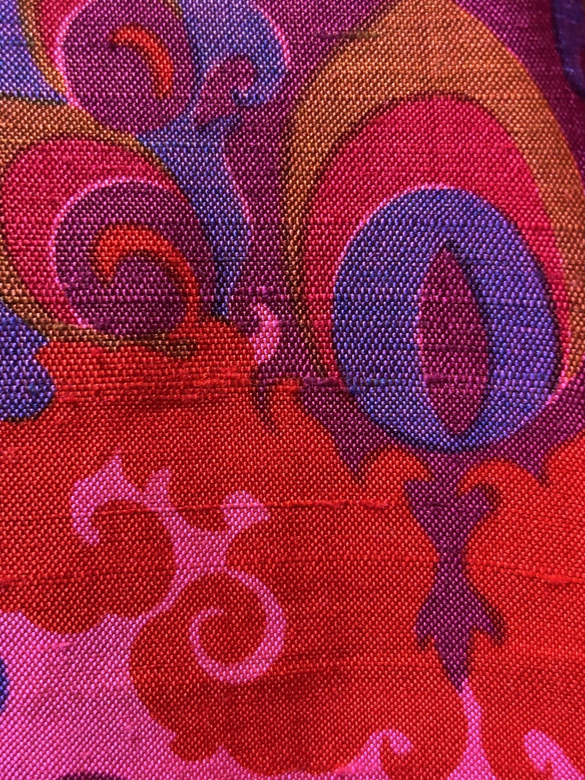 Vintage Thai Silk Bright Pink Psychedelic Cowl Neck Maxi Dress
