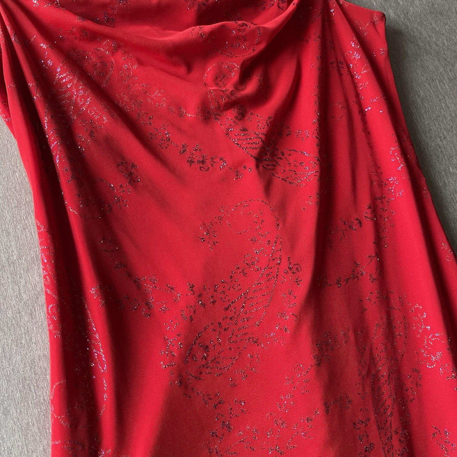 VTG Y2K Red Maxi Dress Size L Whimsigoth Fairy Grunge 90s Vampy Prom HOCO Glam