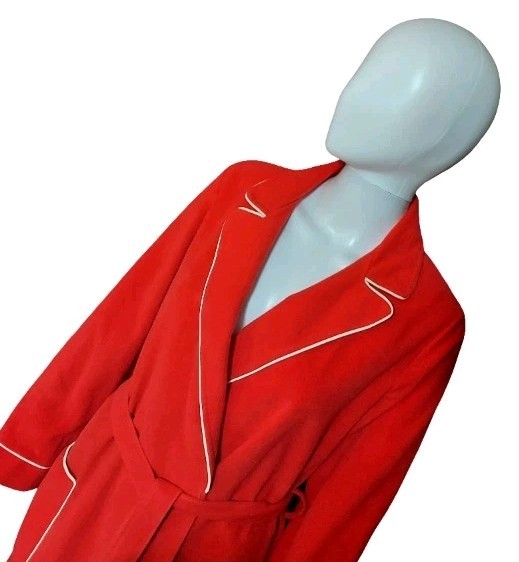 Vintage 70’s Montgomery Ward Red Brushed Velour/Felt Robe Size Small