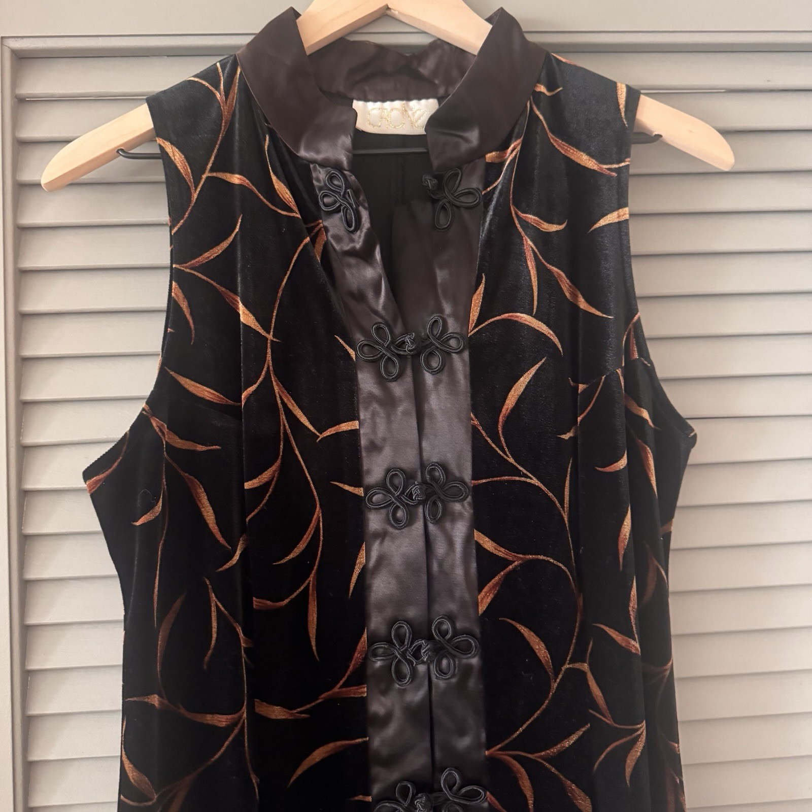 Vintage Rare Cottage Core Cache Asian-Inspired Velvet Duster / Kimono Dress M