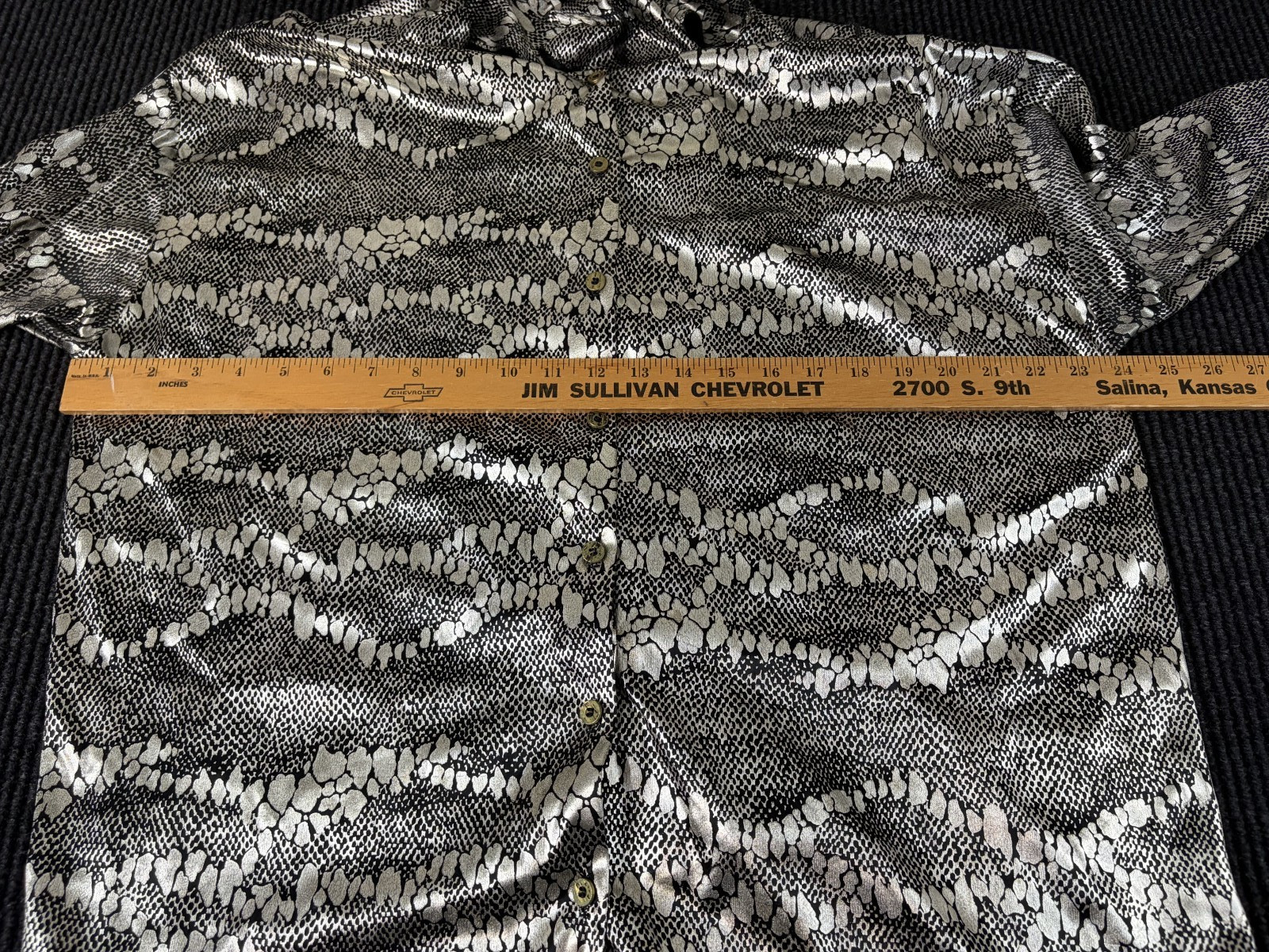 Vtg Jeri Marque Button Up Blouse Womens Sz Lg Abstract Retro