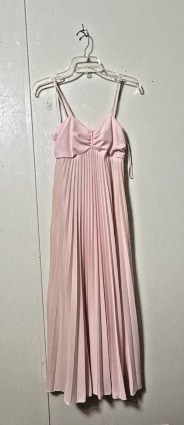 VTG Babydoll Pleated Dress Gown Size 7/8 pink Sheer Cape Bridesmaid Fairy
