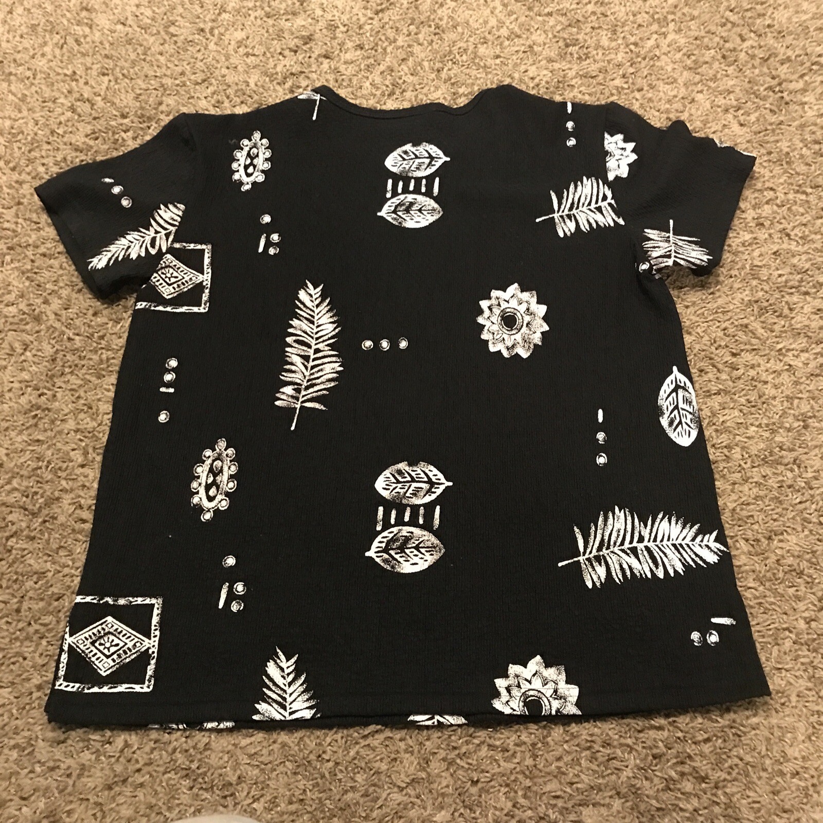Vtg Simply Irresistible Womens L Top Short Sleeve Black White Stretch A30