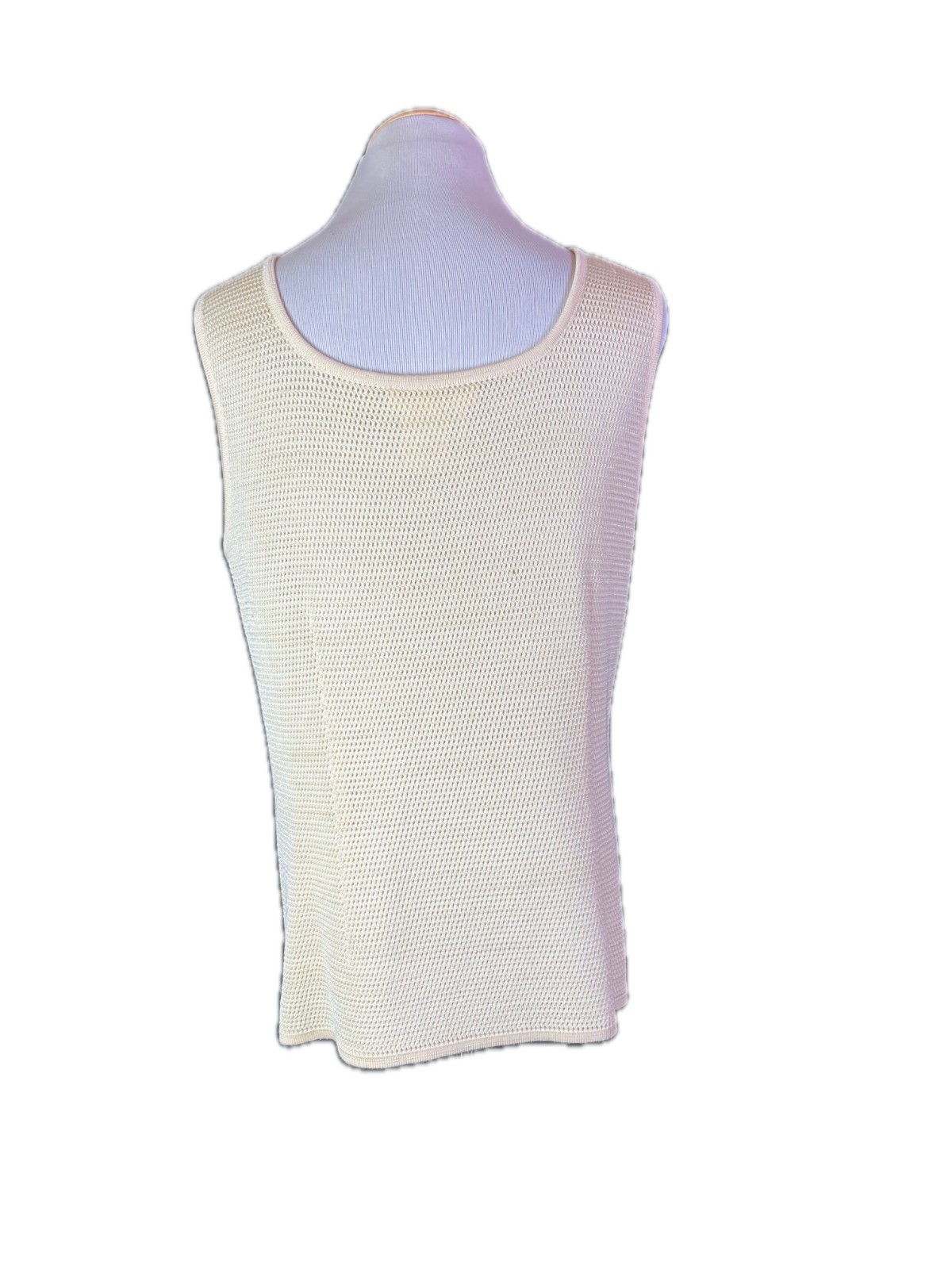 Vintage Escada Margaretha Ley Size 40 Cream Open Knit Tank Monogram