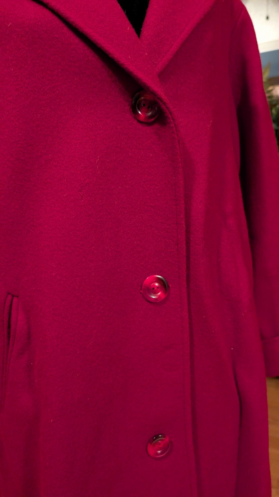 VINTAGE Ashley Scott 100% PURE WOOL Maxi Coat – Made in USA Raspberry Red (12)