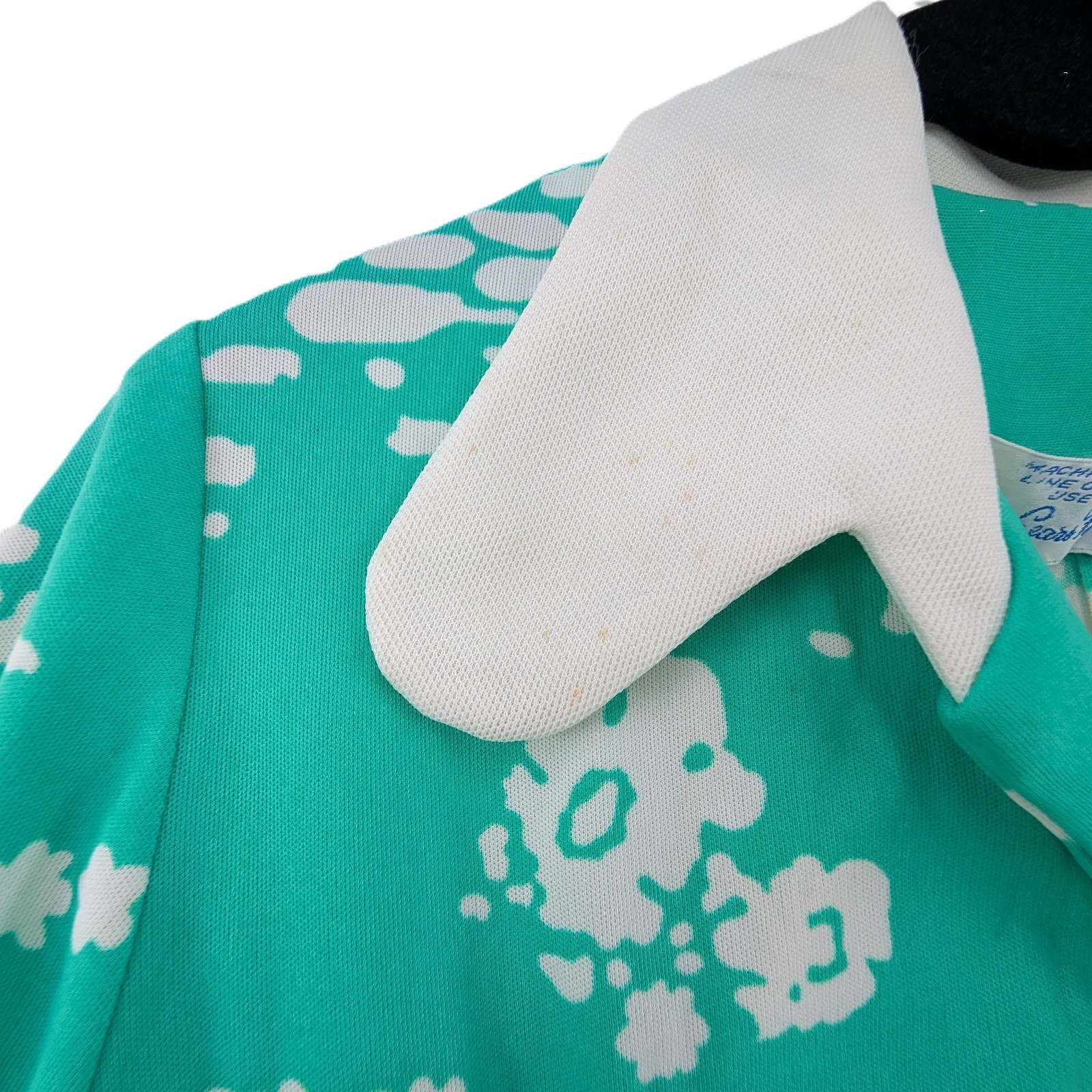 VTG 60s 70s Sears Fashions Dress Womens Sz L Floral Mint Green Buttons Secretary