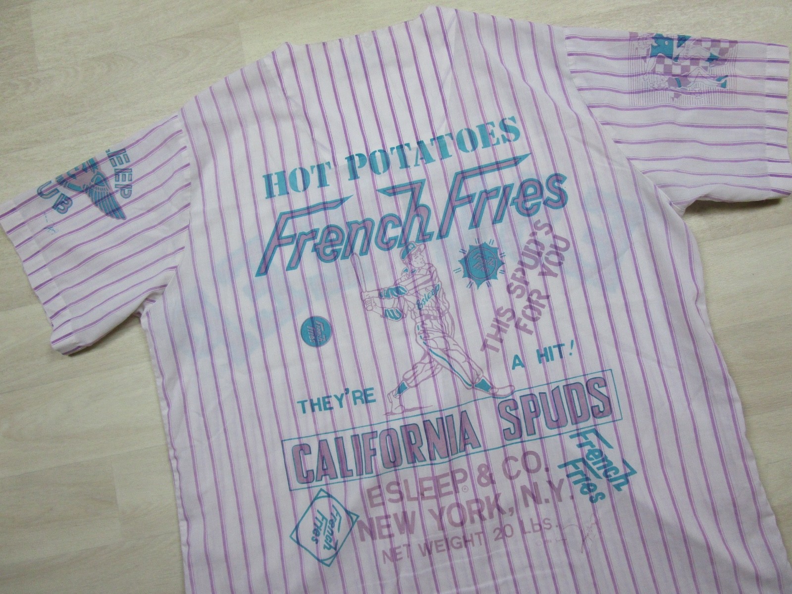 Vintage 80s ESLEEP Nightgown Striped Baseball Ballpark Nightgown 1988