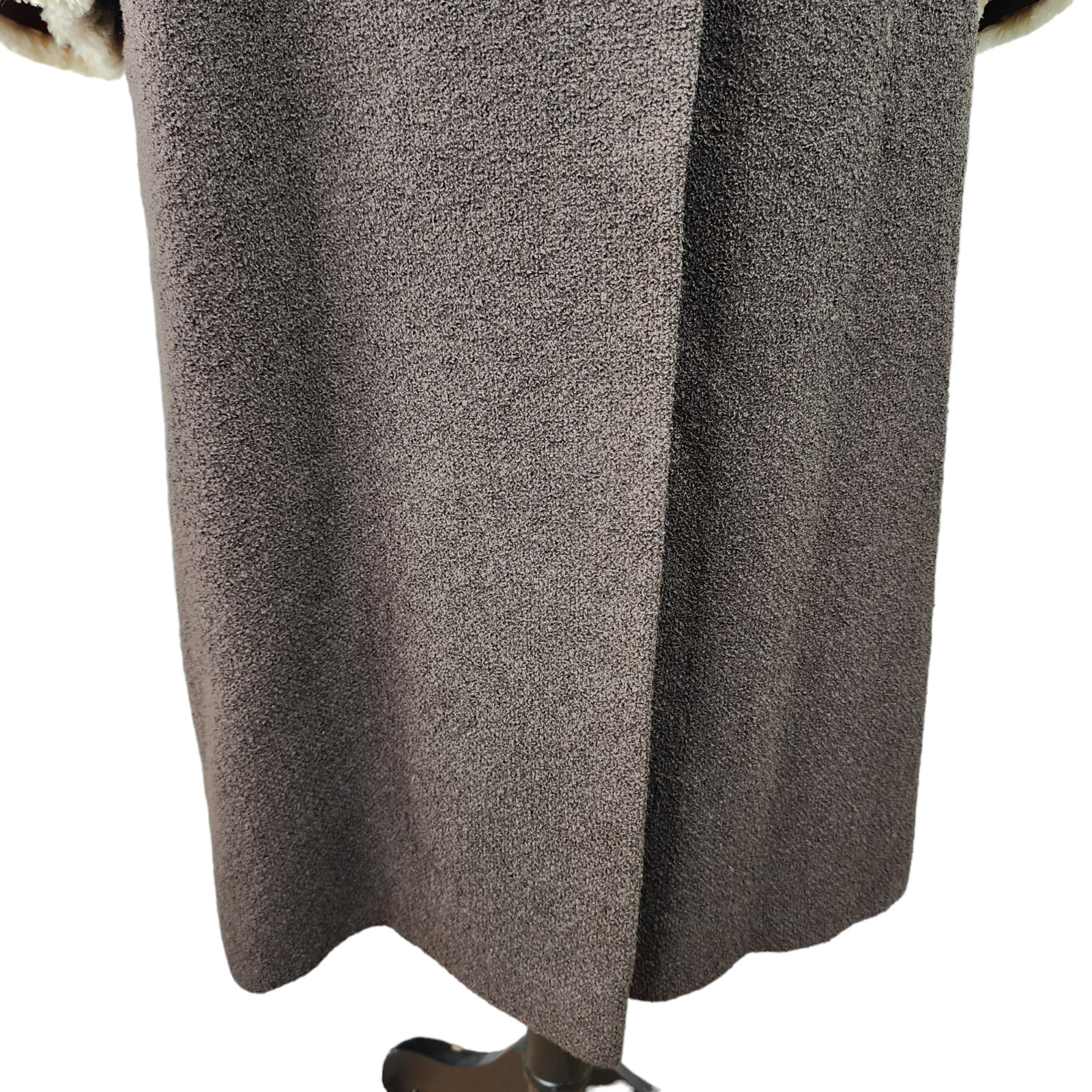 Vtg Stevens Forstmann Coat LARGE Leakas Furriers Dayton OH Dark Brown Tan Fur