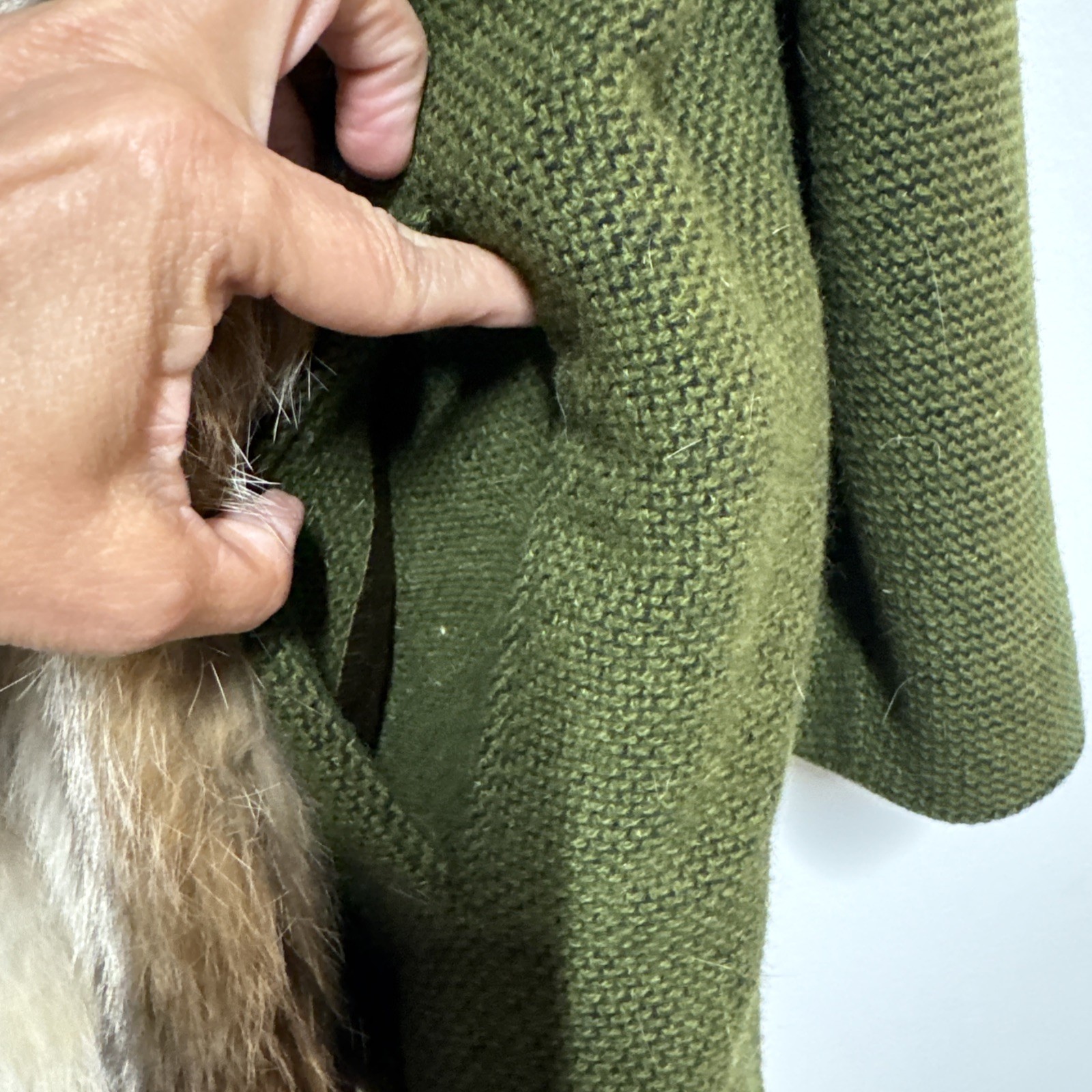 Vintage NEIMAN MARCUS Hunter Green Wool/Fur Collar Coat Lined Women’s