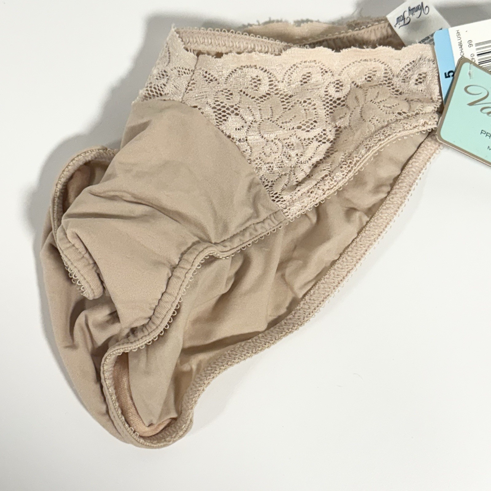 Vanity Fair Bikini Underwear Pretty Perfect Microfiber Panty Nude Lace Sz 5 Y2K