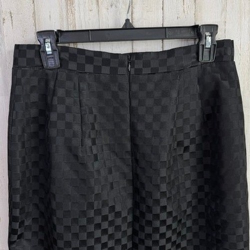 VTG 90s NWT Nordstrom Skirt Women 12 Black Checkered Midi Straight Boss Babe