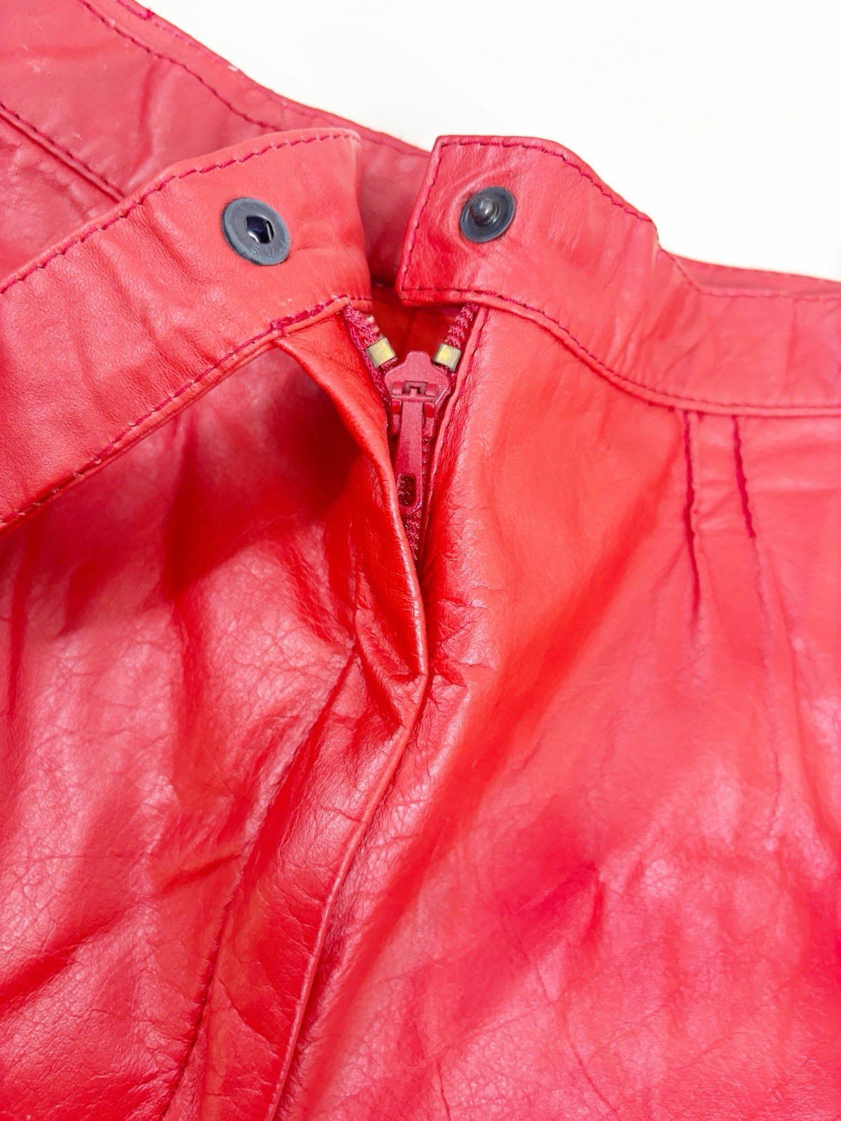 VTG Red Leather Argentina Pants (Actual Size 24×27) High Rise Taper Leg EUC