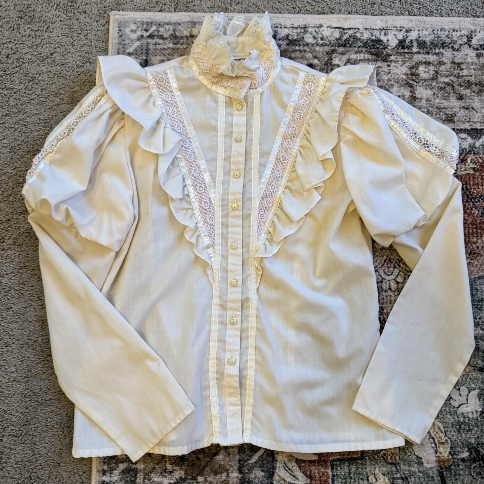 Vintage Jessica’s Gunnies Prairie Victorian Lace Ruffle Cottagecore Blouse 9