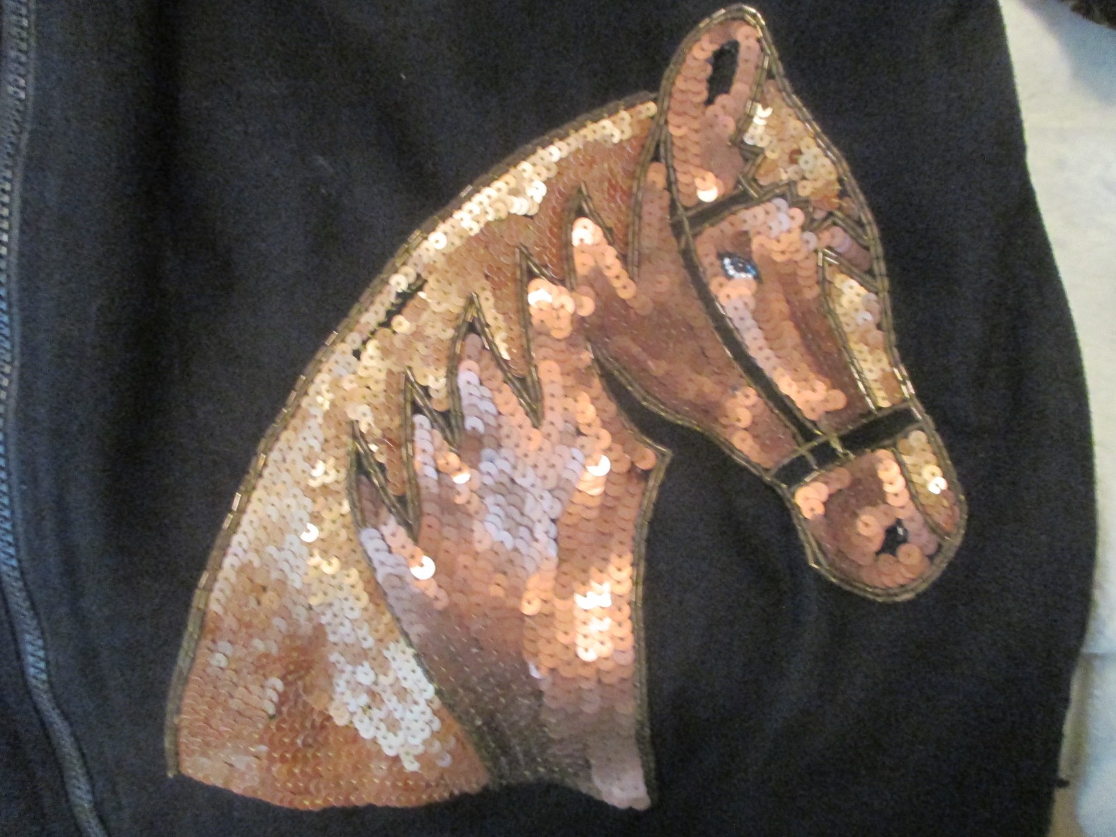 VTG MODI DENIM SEQUIN WESTERN HORSE HORSESHOES EQUESTRIAN WOMENS JACKET SML 6-8