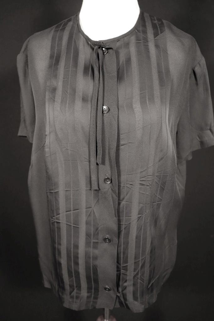 Vintage 1960’s French Black Sheer Rayon Blouse Size Large Excellent Condition