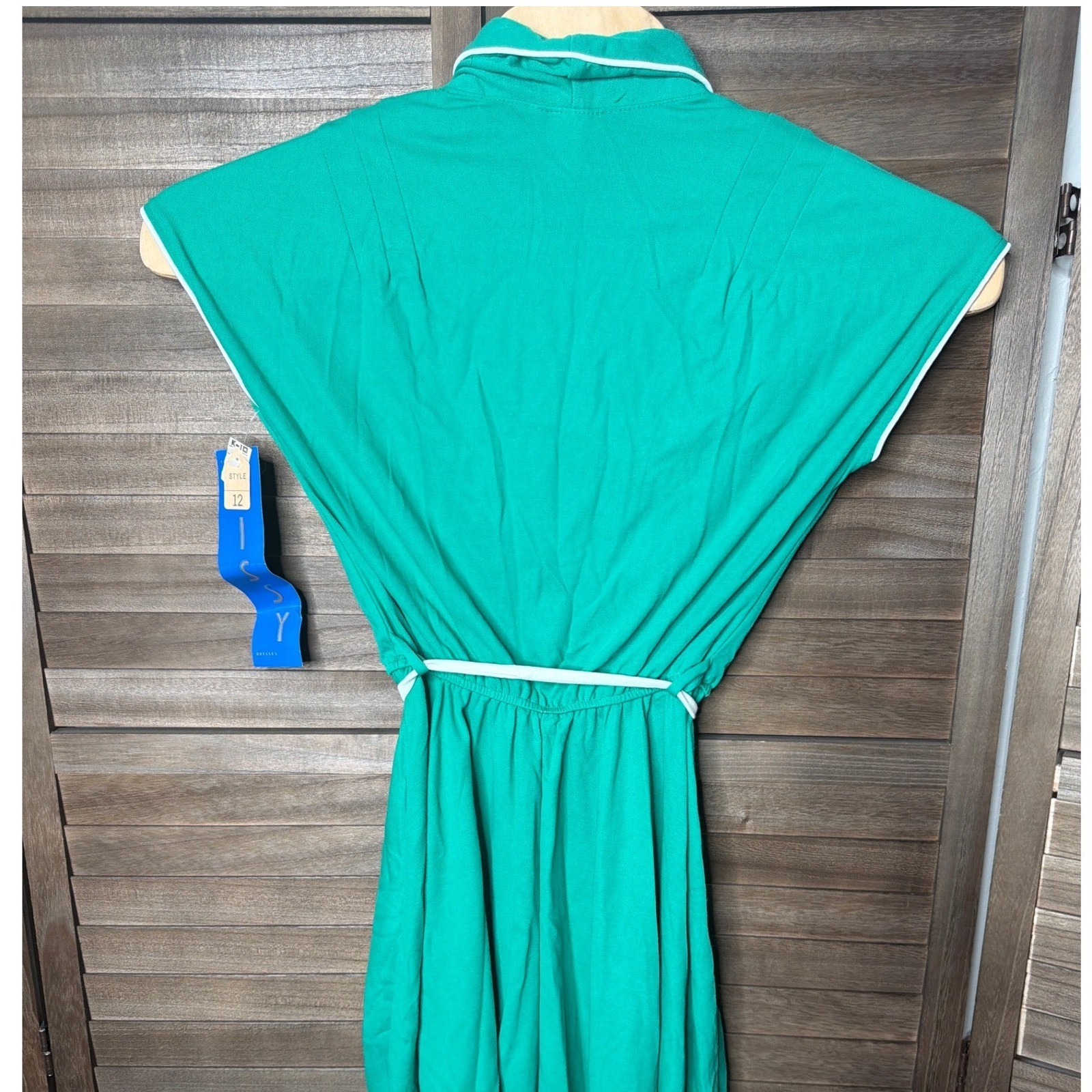 Doo-Dads Dress Womens 12 Vintage Green Contrast Trim Button Down NEW