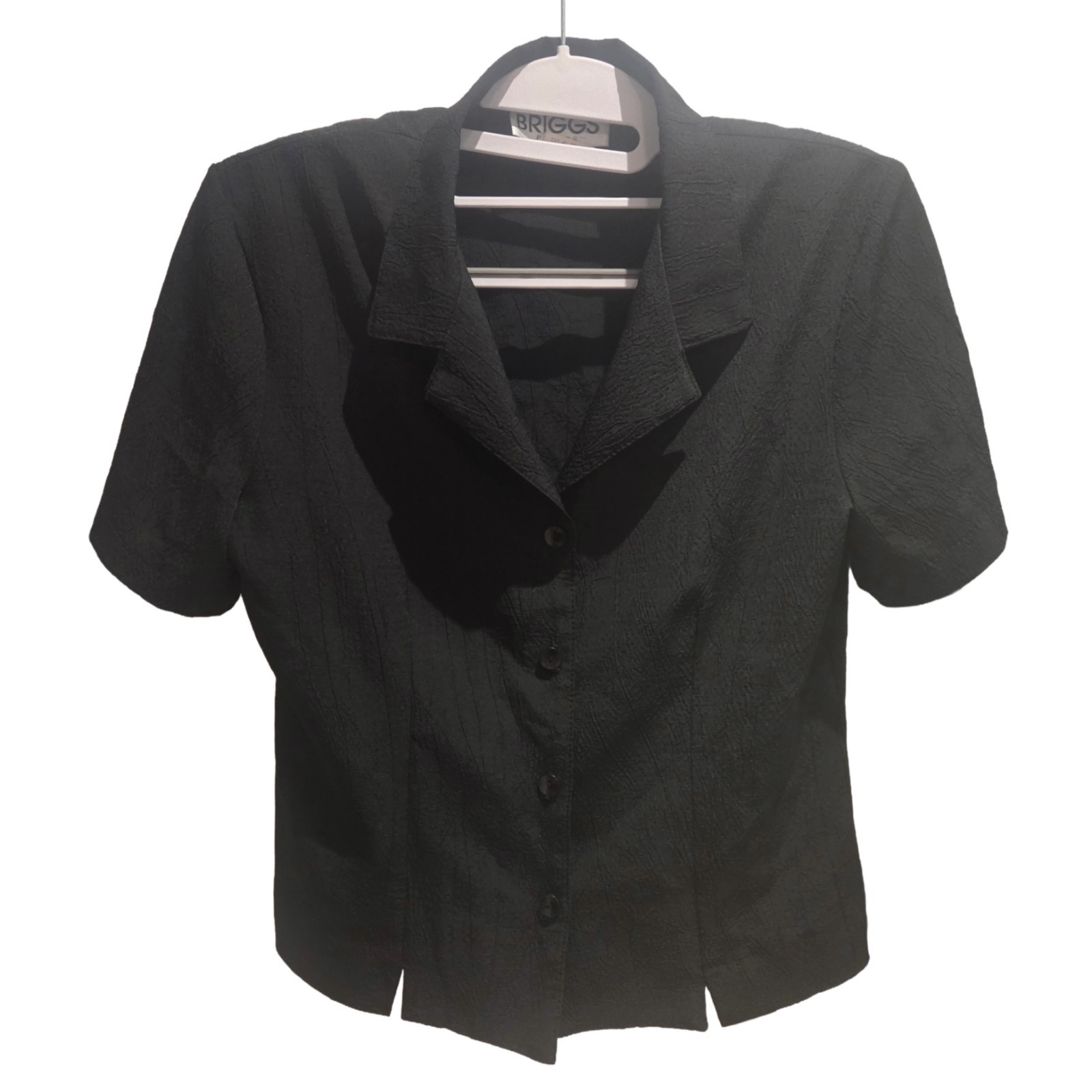 Vintage Briggs Petite Black Button-Up Collared Shirt