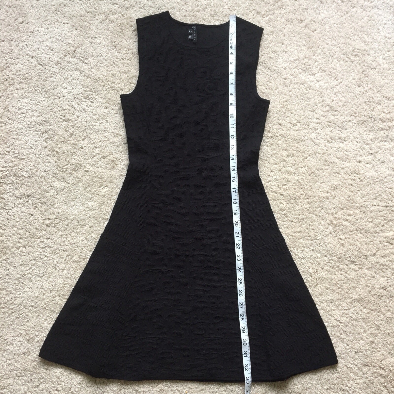 Theory Black 3-D Texture Dress Size TP Viscose Spandex Poly Blend