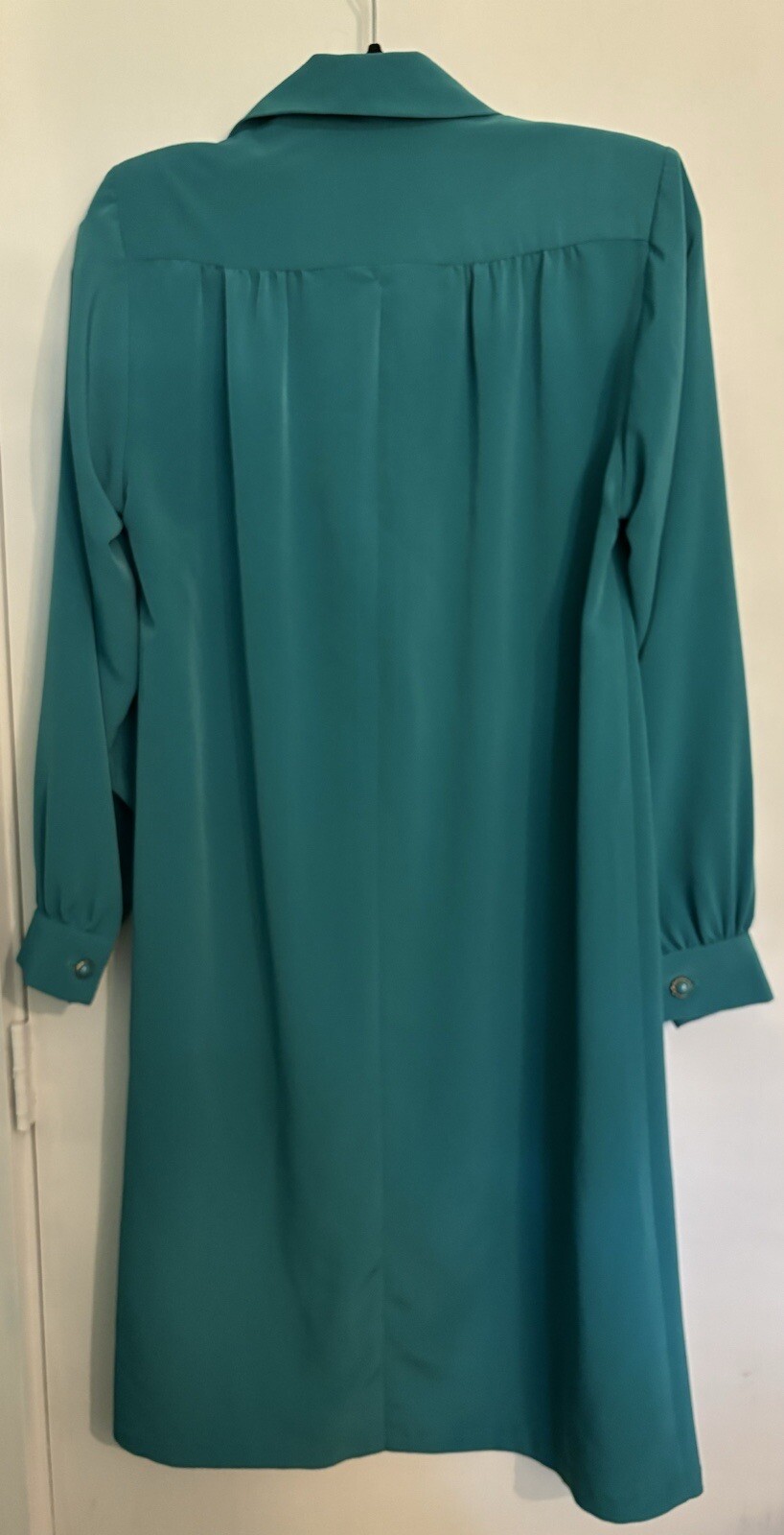 Vintage Draper’s & Damon’s Dress Womens 80s Teal Modest Below Knee Scarf/Belt 8