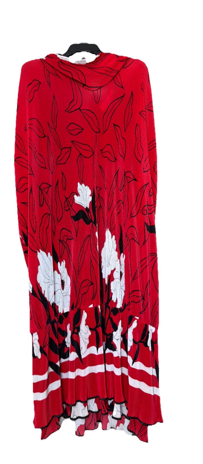 Vintage 80s Virginie Paris Red Floral Pleated Drop Waist Dress (Made In France)