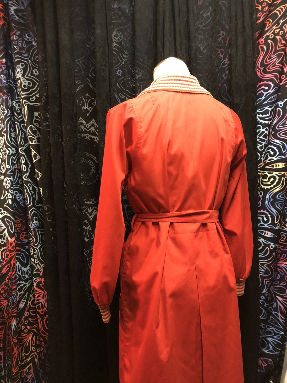 The Clothes Horse vintage Shirt Dress Jacket Size 12 Red Candy Stripe Duster