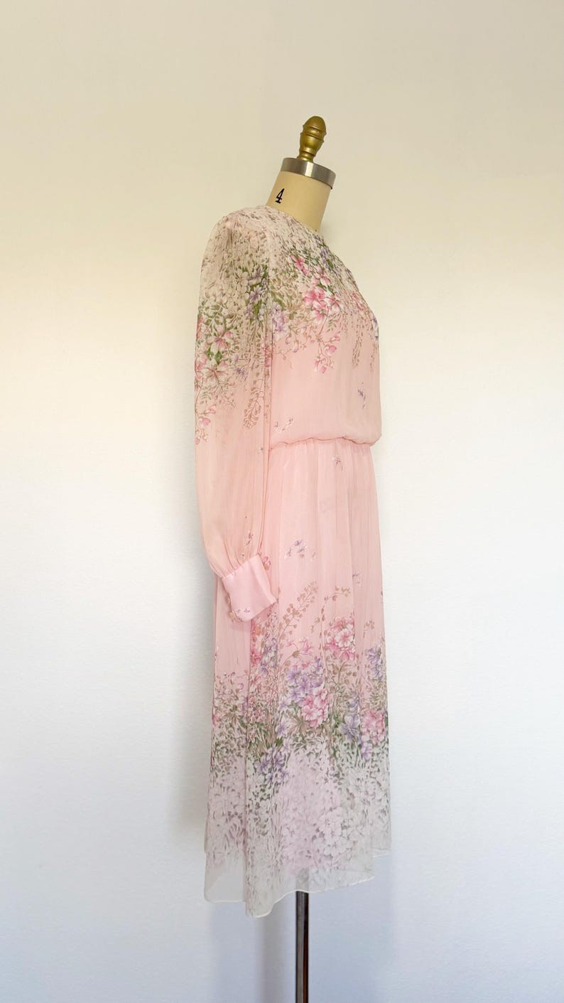 1970s Hanae Mori Dress / Rare Hanae Mori / 1970s Floral Dress / Size Medium