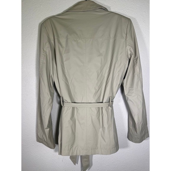 Vintage Beige Minimalist Raincoat Jacket Belted Quiet Luxury Coat Medium Giacca
