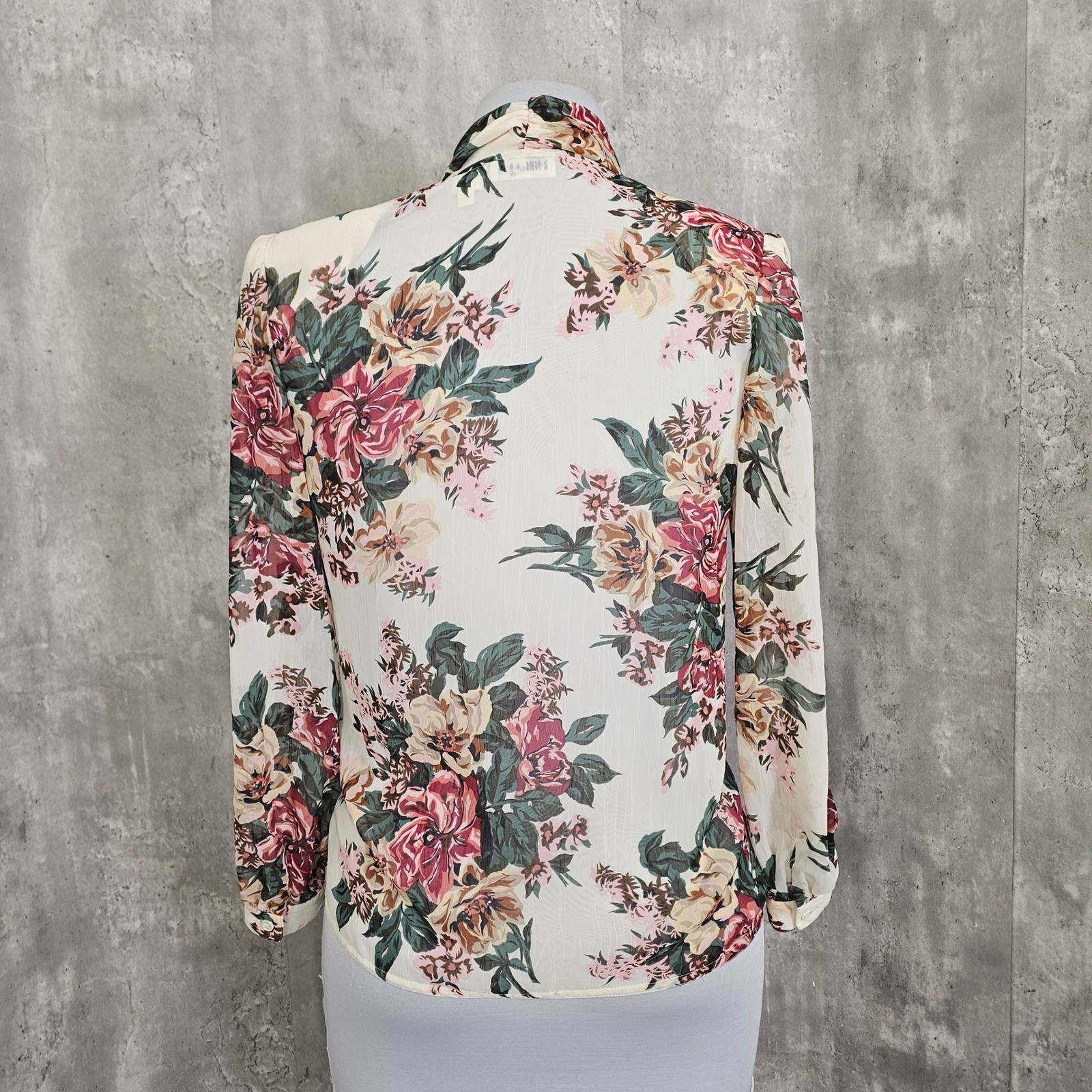 Vintage 90s Nilani Floral Sheer Blouse Romantic Cottagecore Korea Womens M