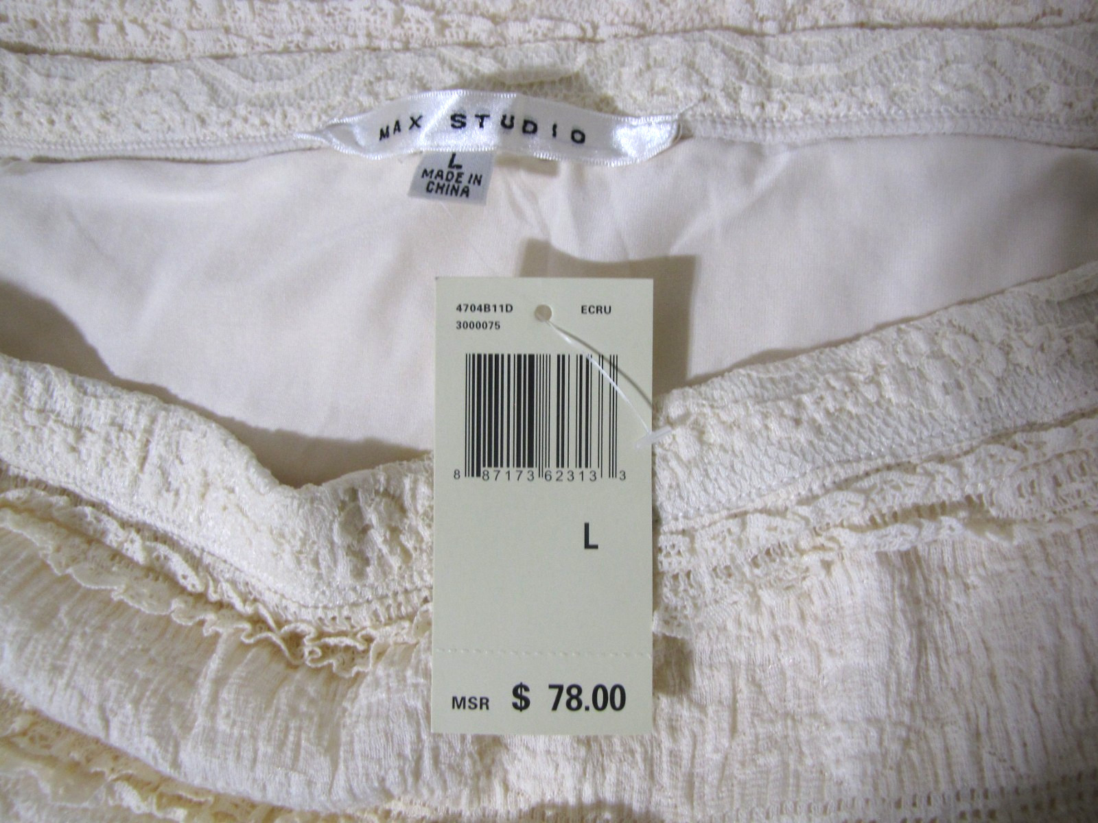 NWT Y2K MAX Studio cream Cupcake-Lace Straight Maxi Skirt Lined Stretch Wm. M/L