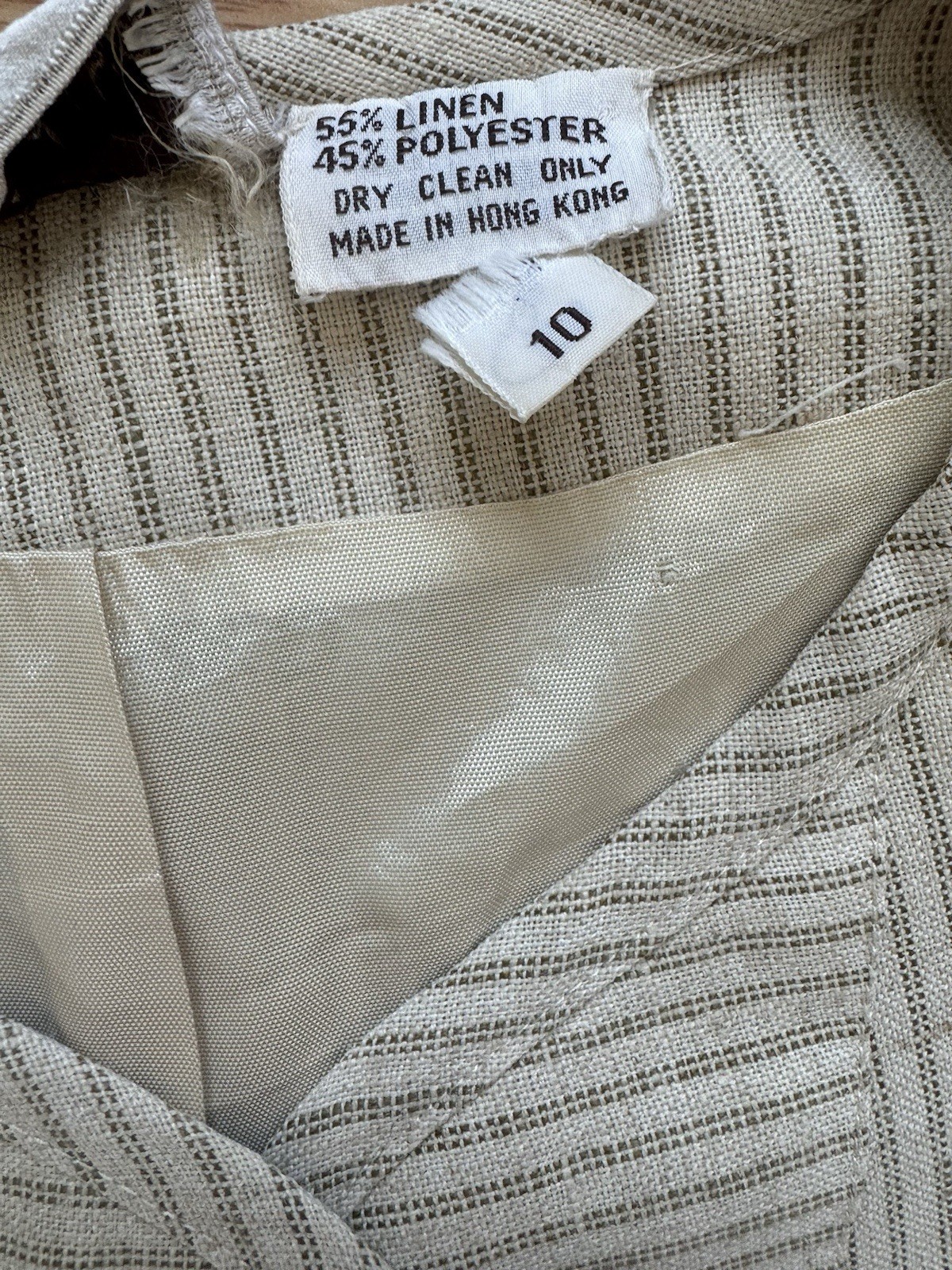 Vintage 1980s Bern Conrad Blazer Tan Striped Linen Blend Top Designer Jacket