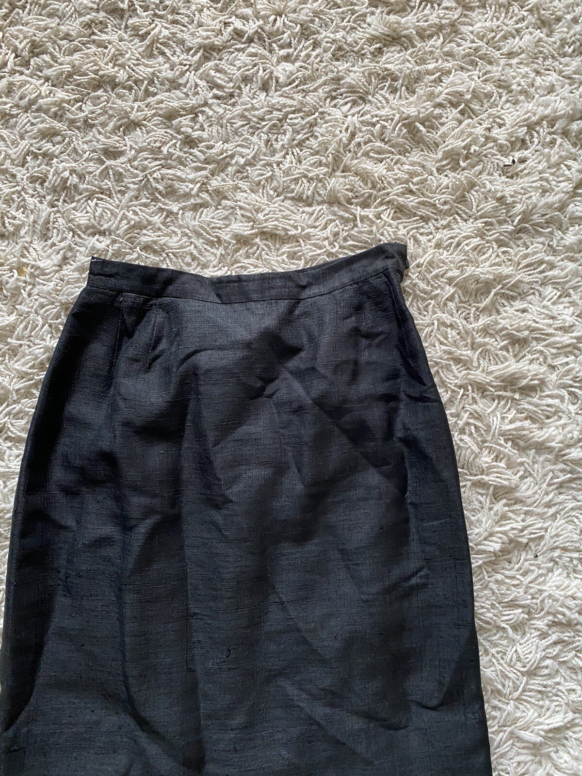 Vintage Skirt Black Raw Silk Pencil Straight Handloomed Sabina Casuals Size 4