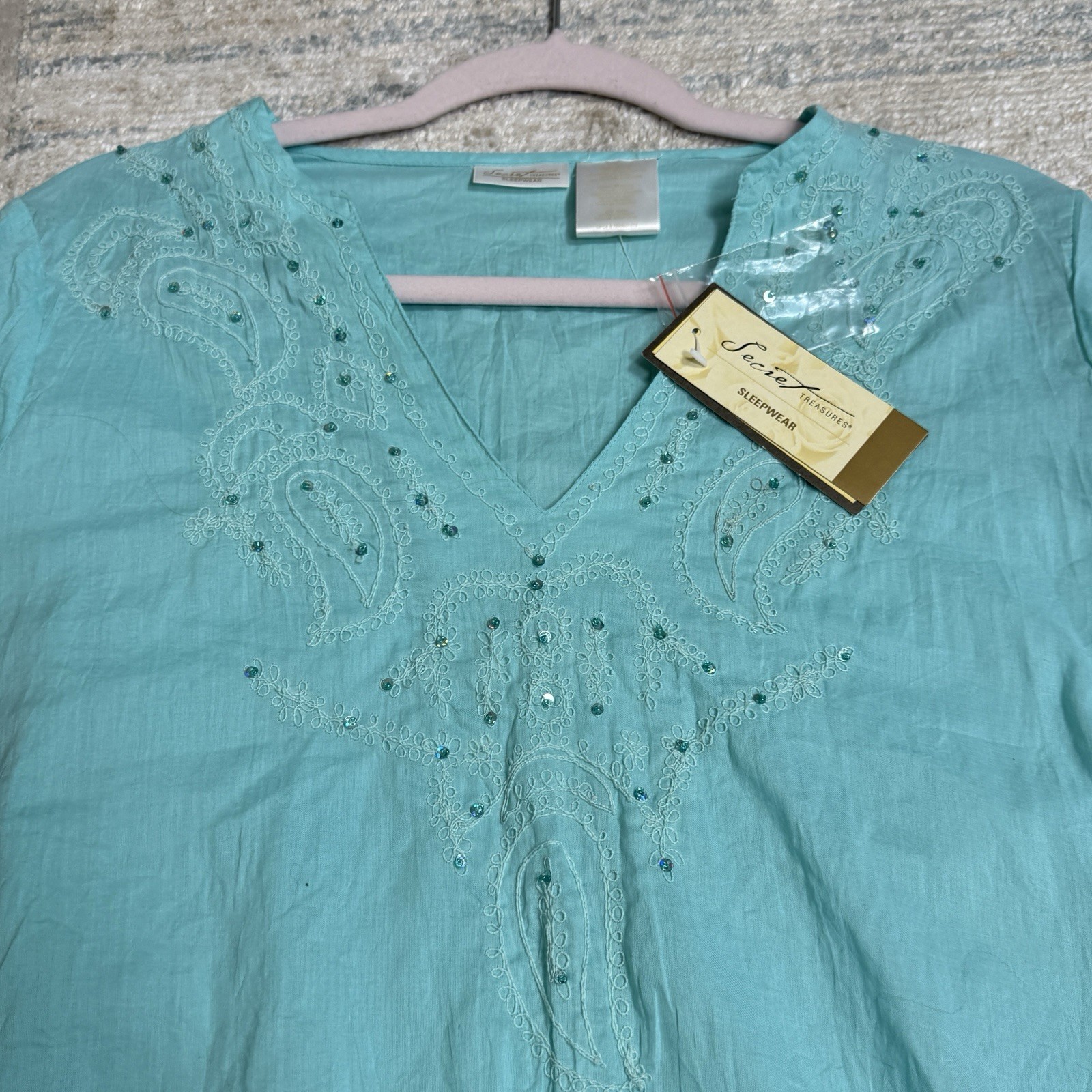 Secret Treasures Sleepwear Women’s M Teal Sequin Tunic NWT Boho Fairy Dress