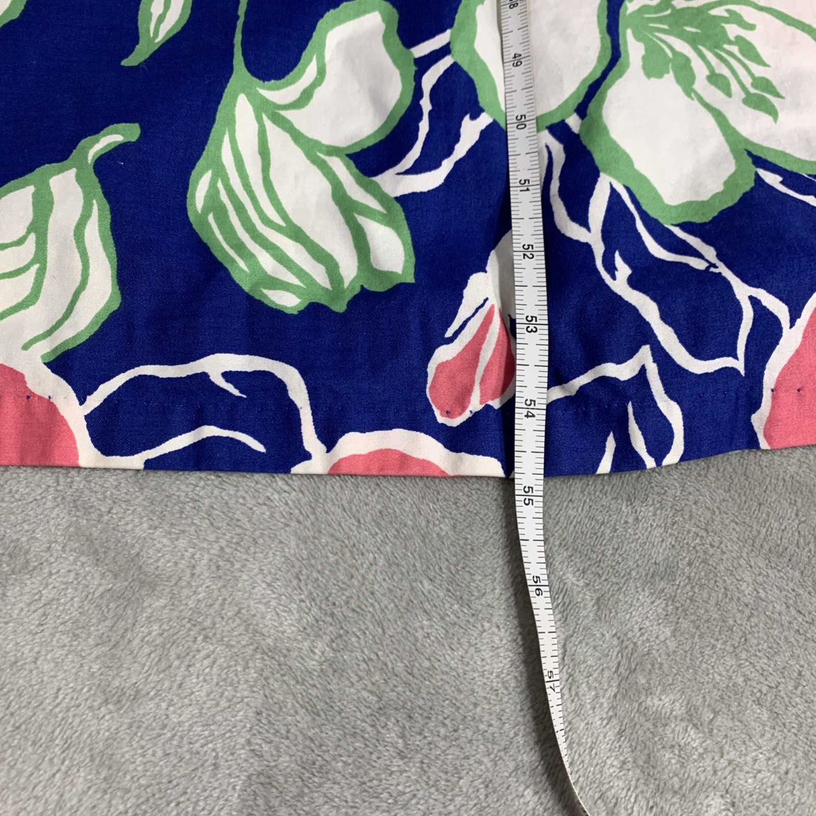 VTG Sears & Co. House Dress M 12-14 Long Blue Pink Floral Hibiscus Cotton MuuMuu