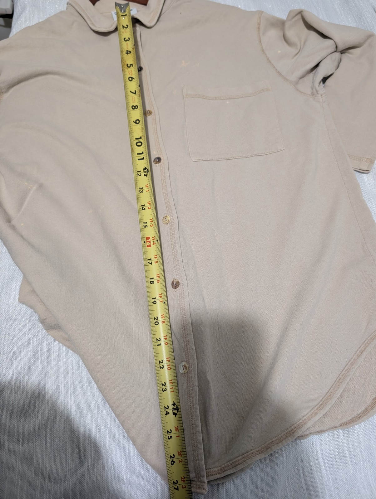 Vintage Cotton Studio Beige Button Shirt USA Made Wom. Sz. M DISCOLORATION SPOTS
