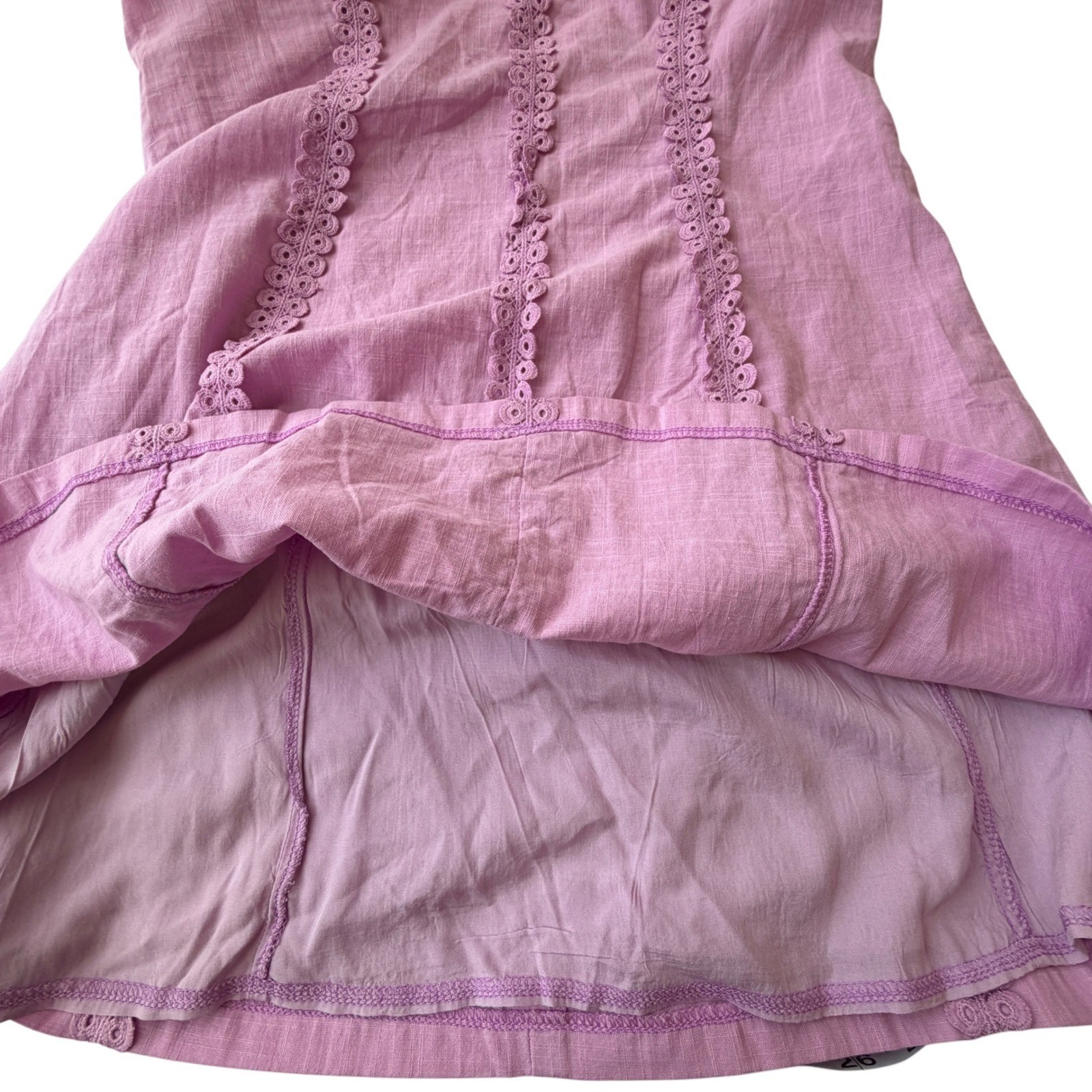 Fortunate One Purple Time Flies Mini Dress Size XL Boho Puff Sleeve Open Back