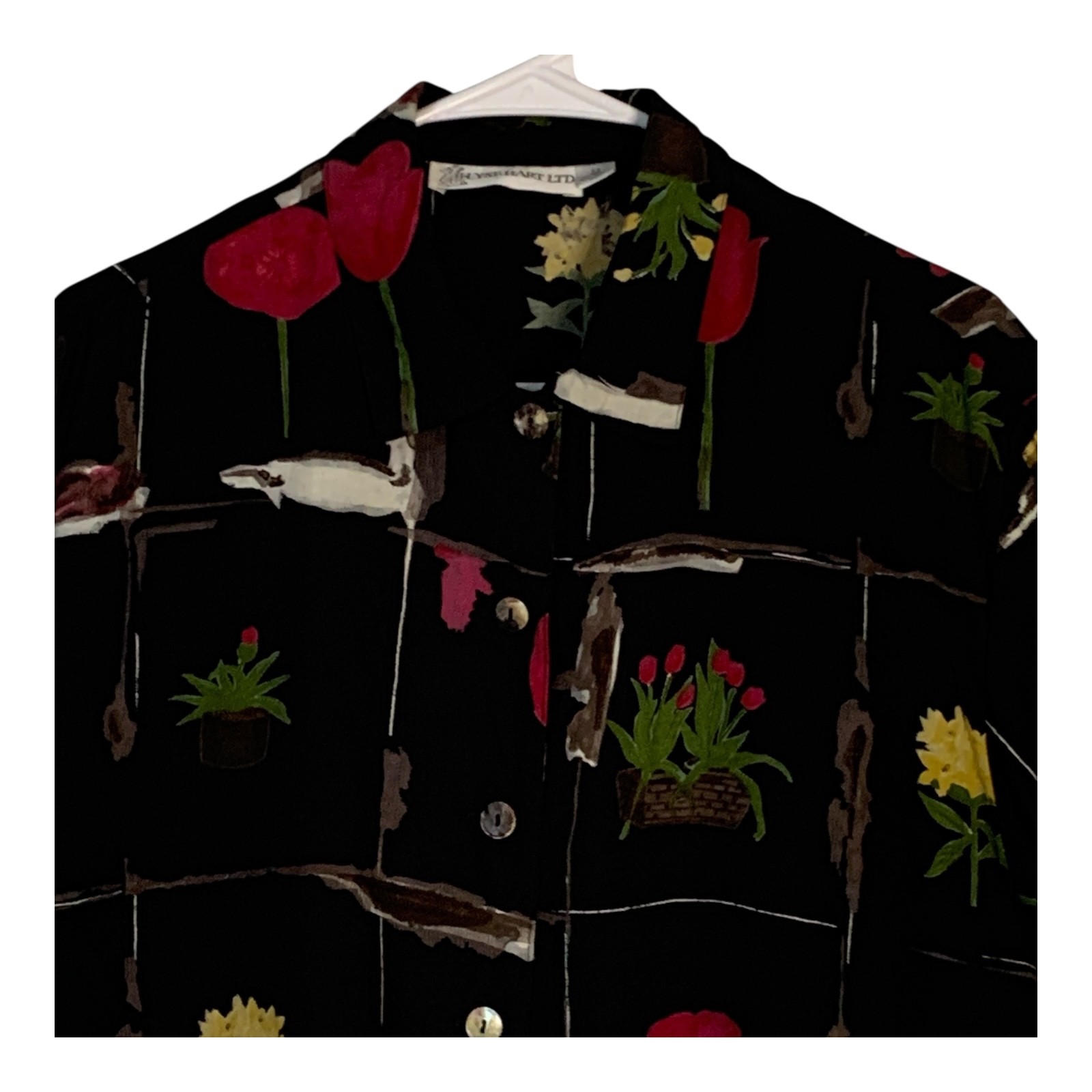 VTG 2-Piece Dress & Jacket Set MEDIUM Black Floral Midi 70s 80s Ilyse Hart LTD
