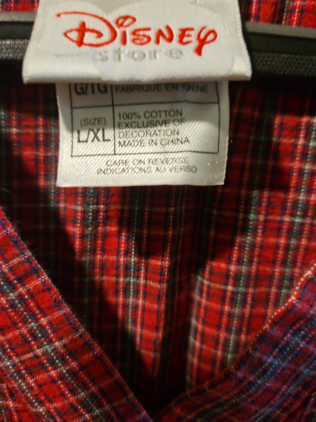 Disney Store Winnie the Pooh Nightshirt L/XL Red Plaid Eeyore Vintage Sleepwear