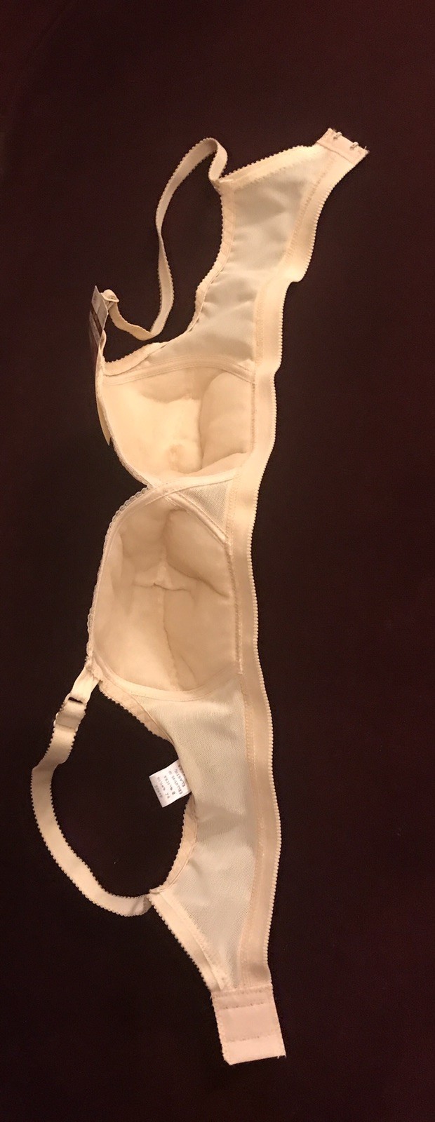 Vintage Bra Smooth Nylon Beige Nude Polyester Adjustable Lycra 1970s NEW 34B