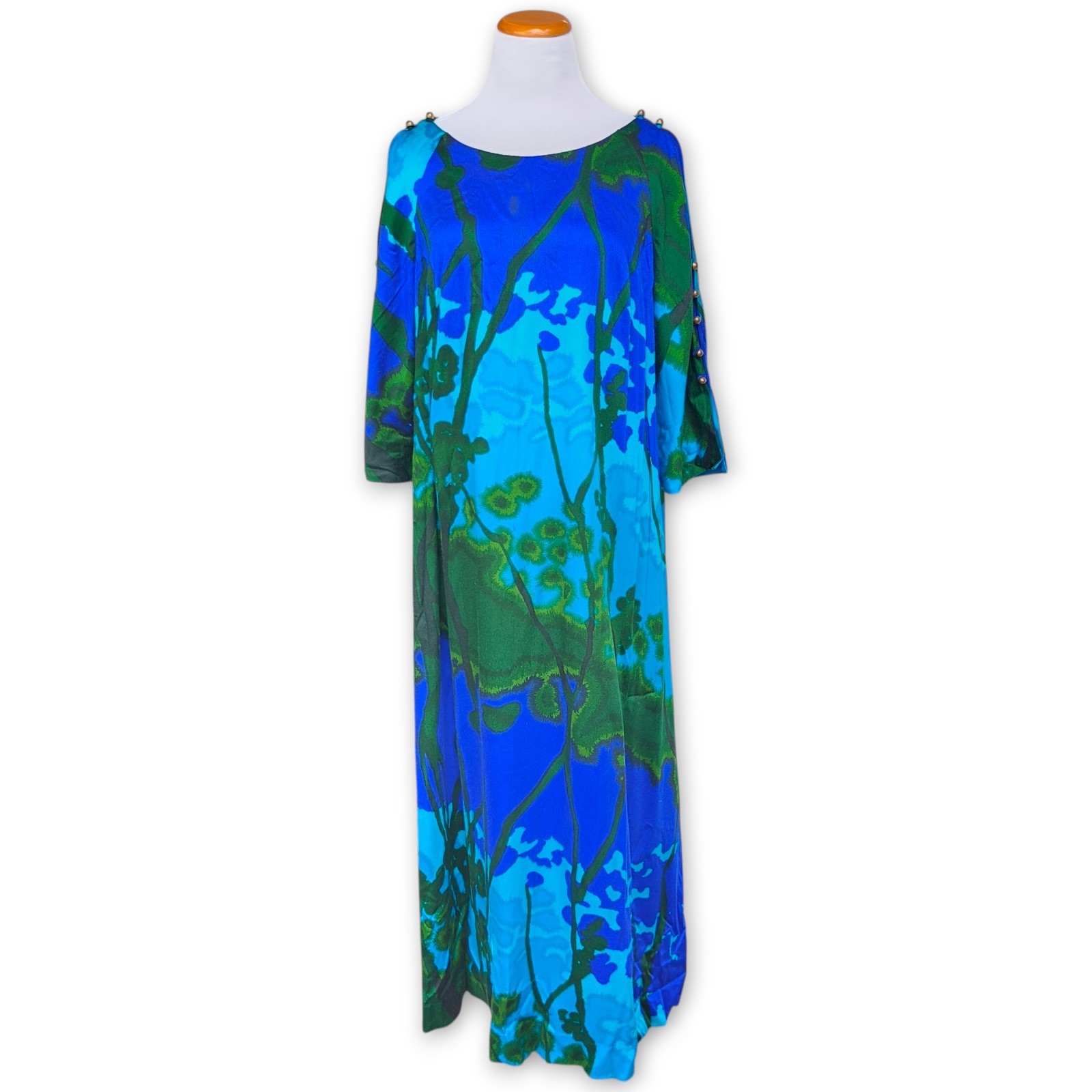 Vintage Waltah Clarke’s Mid Mod 60s Vibrant Psychedelic Hawaiian Kaftan Dress
