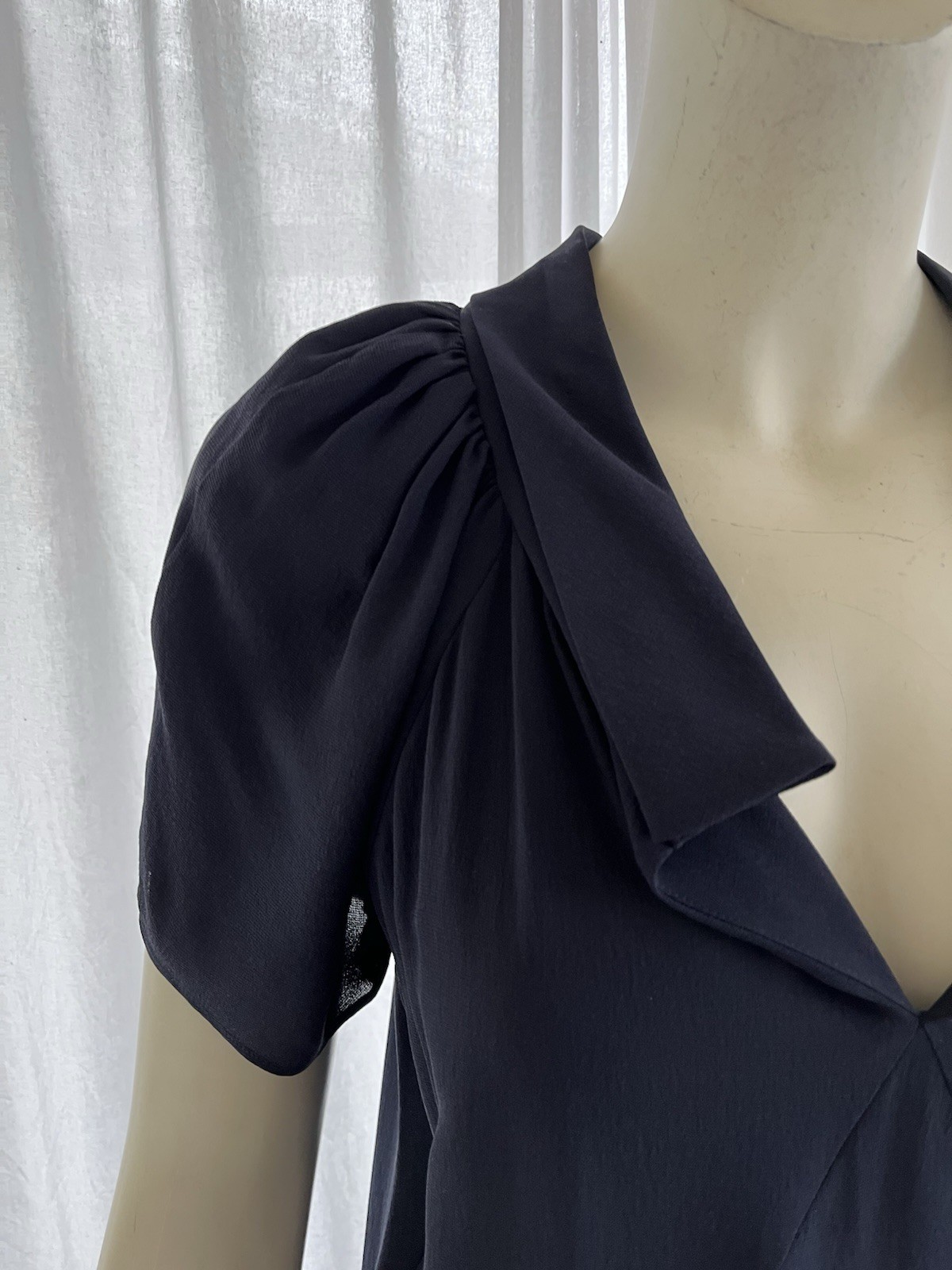 Balenciaga Nicholas Ghesquiere 2008 Navy Silk Dress Vintage Summer Day Dress