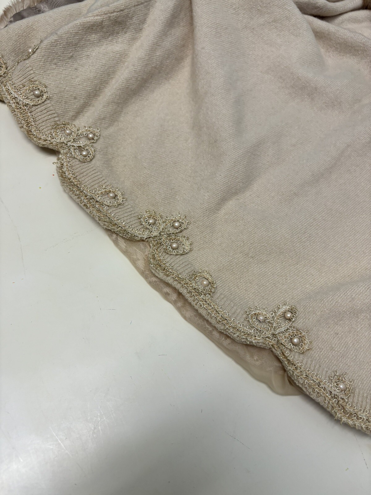 Vintage Cashmere Mink Trim Cream Sweater, S/M By ALTMANN OF VIENNA
