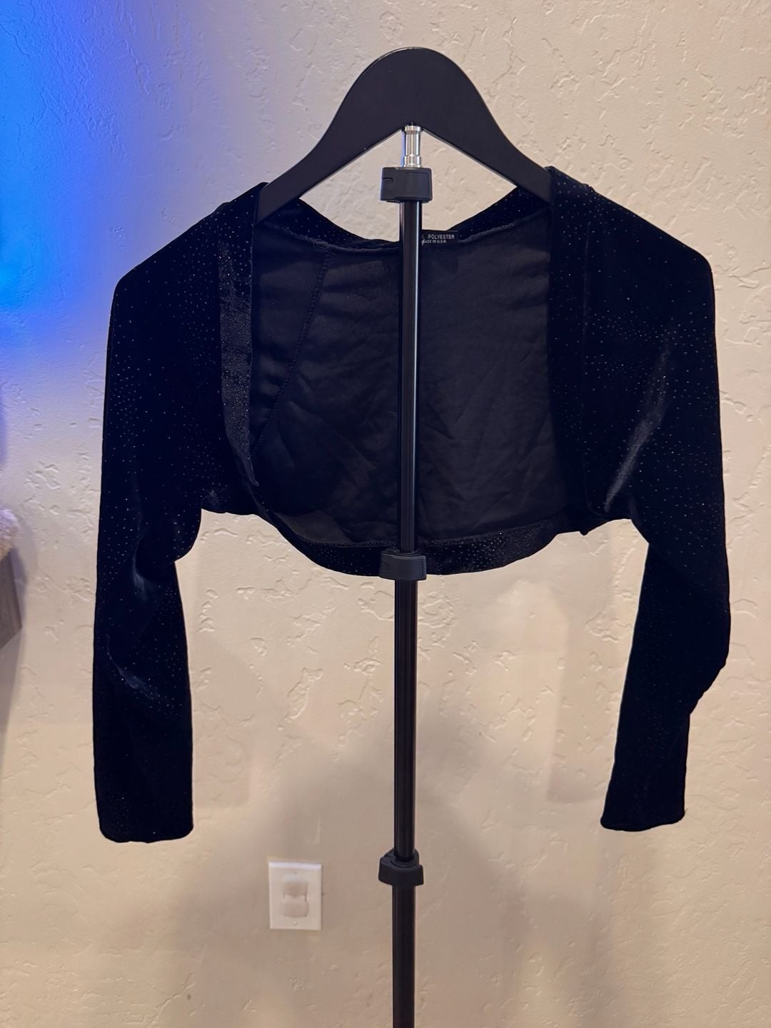 Legion Accessories Inc. Vintage Black Velvet Sparkle Cropped Bolero Shrug