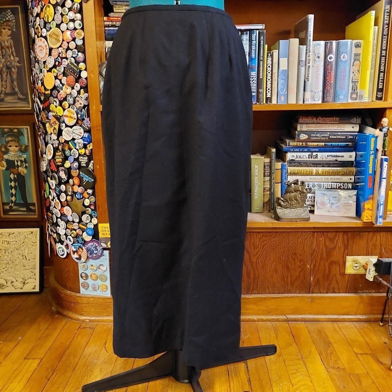 Harve Benard Vintage 90s Black Wool Maxi Skirt Button Detail Size 10