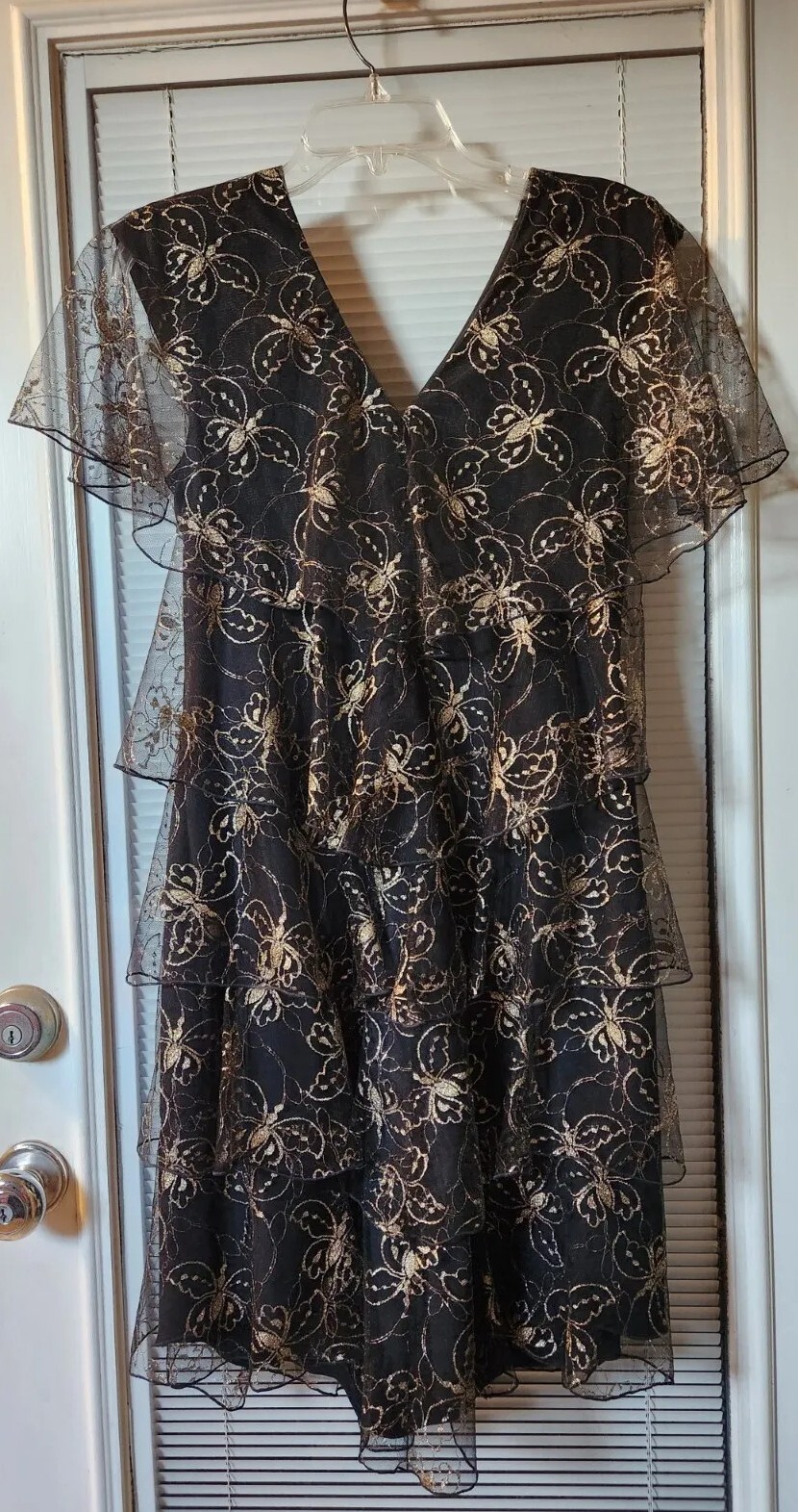 VINTAGE HOLLY HARP 80’S LACE TIERED DRESS M