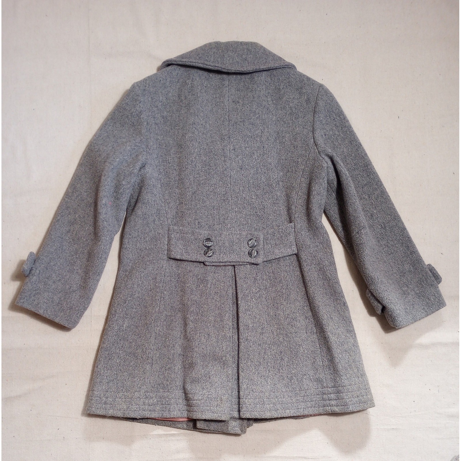 Vintage Top Flight Fashions Gray Wool Double Breasted Pea Coat Made in USA M