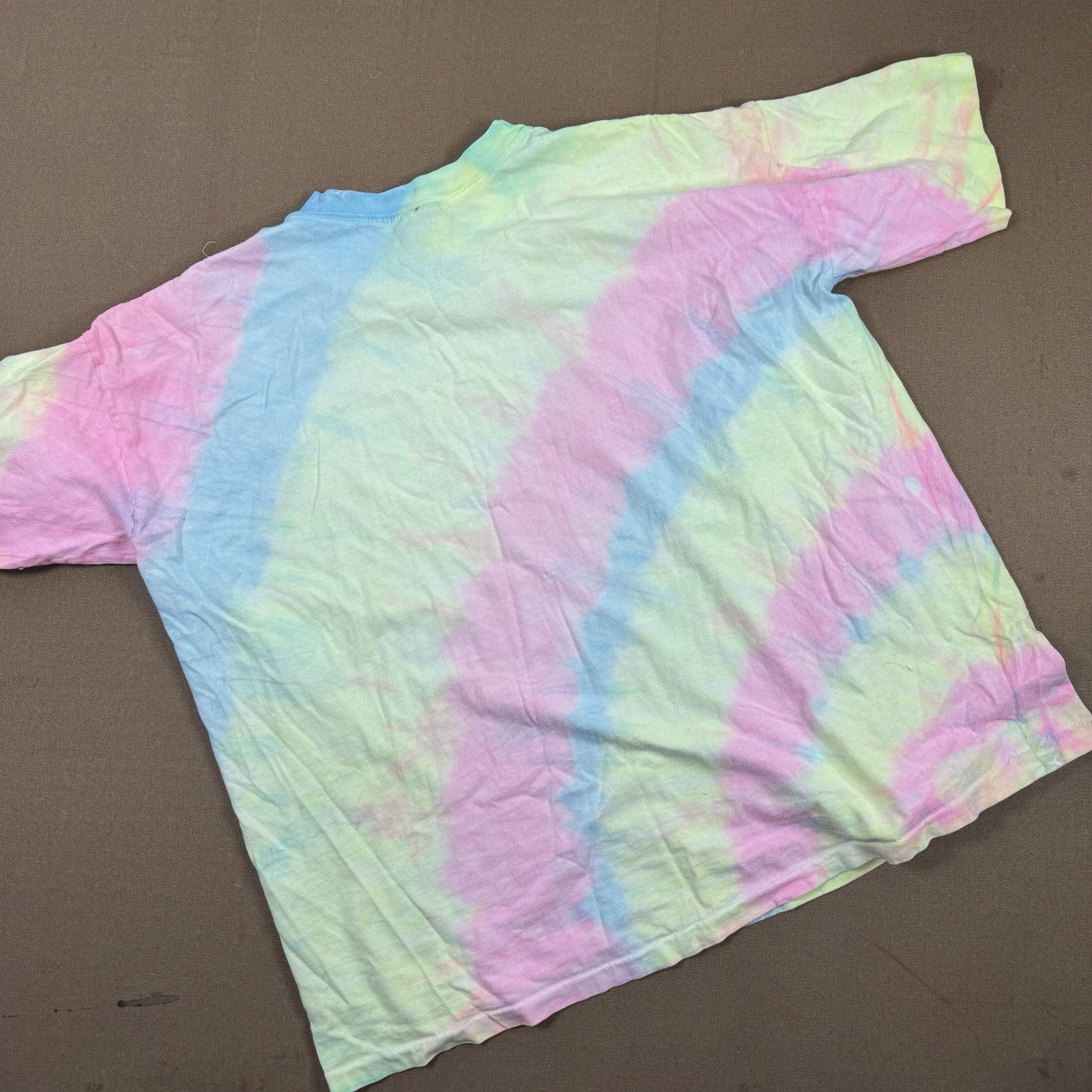 Vintage 80’s Pastel Tie Dye Single Stitch T Shirt Gitano OSFA Pink Yellow Blue