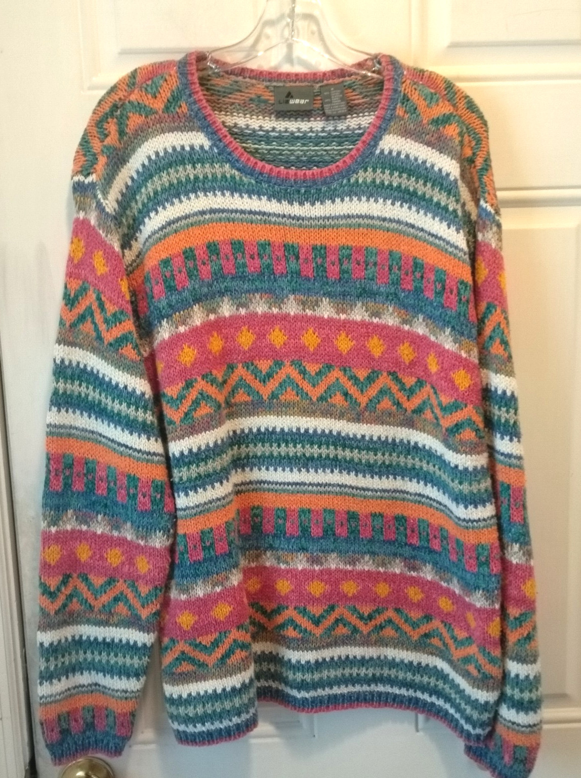 Vtg Liz Wear M Colorful Sweater 26% Ramie/ 76% Cotton Colorful long sleeves MW47