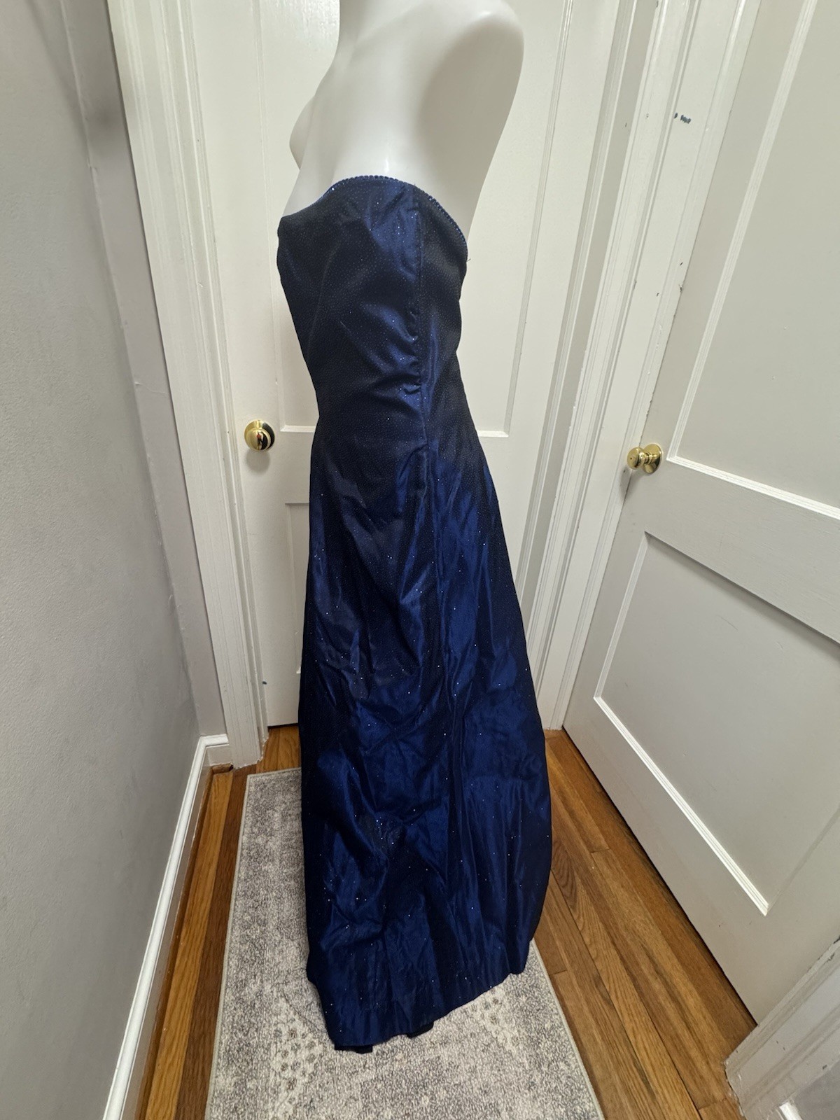 VTG Scott McClintock Blue Sparkle Strapless Gown Dress 12 Midnight Navy Prom