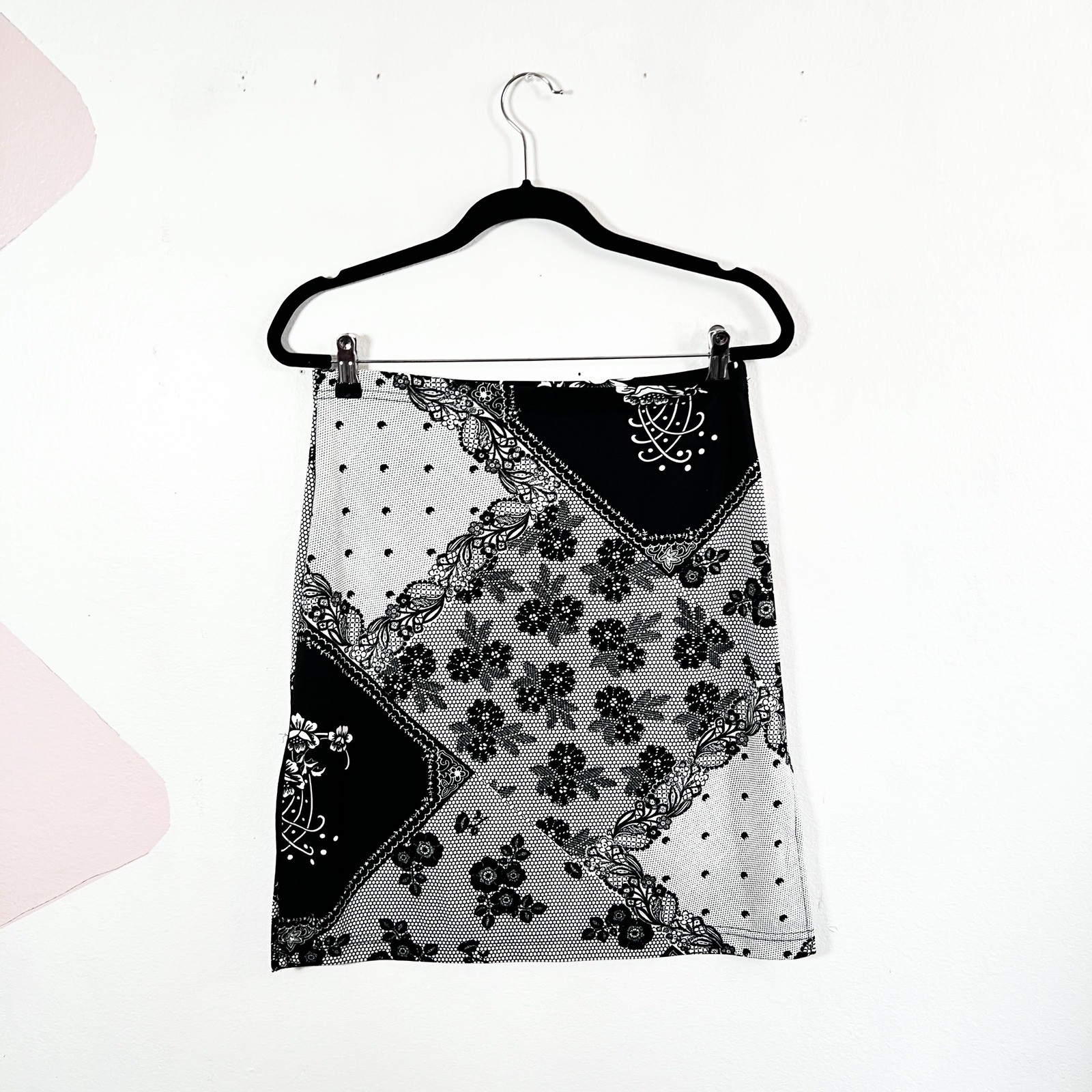 Vintage Y2K Low Rise Mini Skirt Sz Medium Black Patchwork 90’s 00’s Fairy