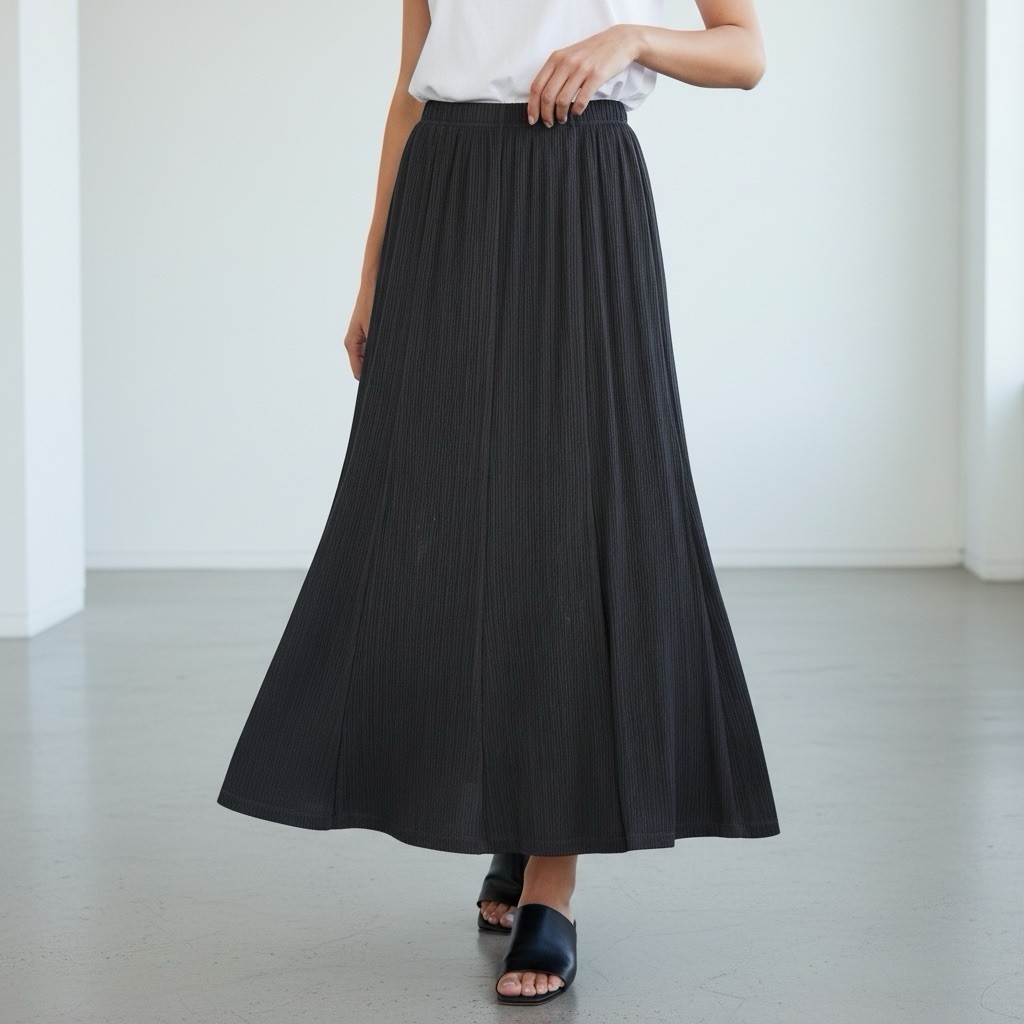 Tan Jay Vintage 70’s Black Maxi Skirt Small Elastic Waist